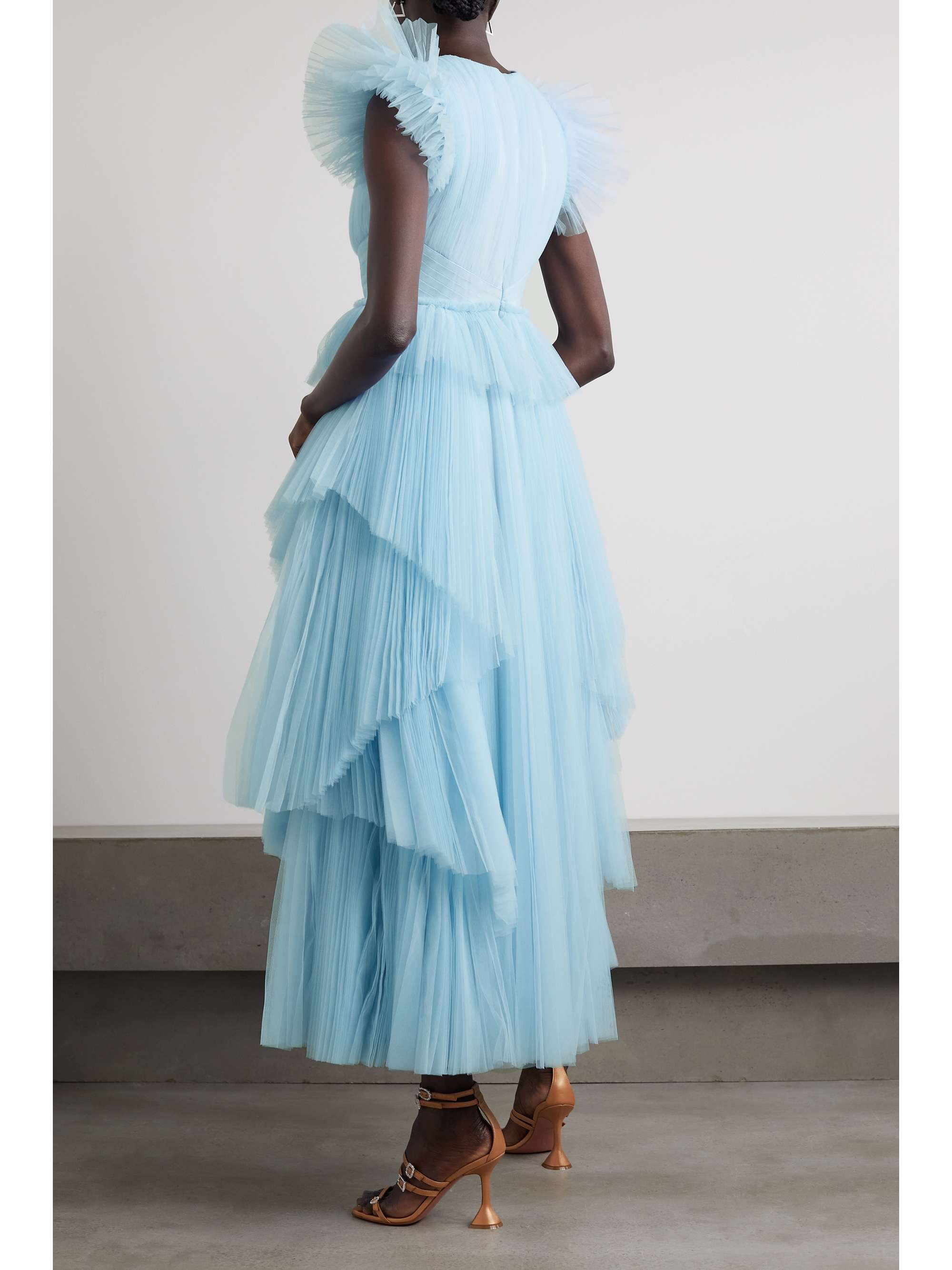 HUISHAN ZHANG Pascale tiered ruffled pleated tulle gown