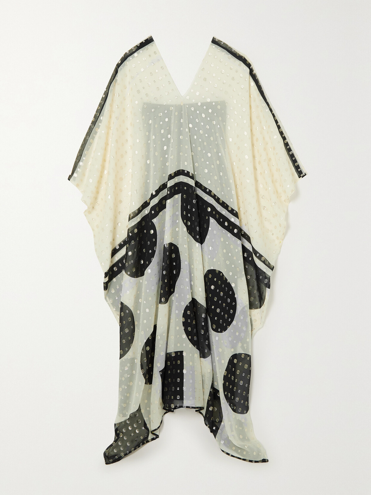 Louisa Parris - The Lux Printed Fil Coupé Silk-blend Georgette Kaftan - Ivory