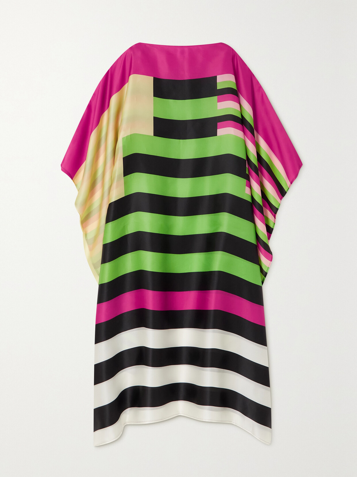 Louisa Parris The Quincy Striped Silk-organza Kaftan - Green