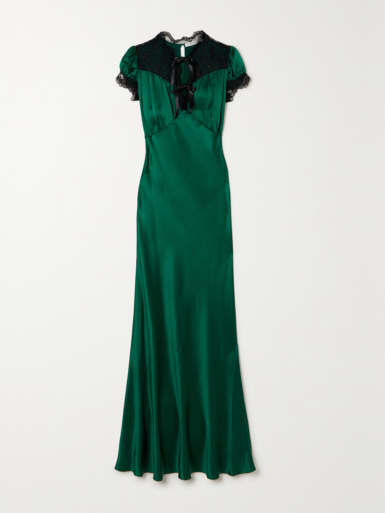 Rodarte Lace-trimmed Silk-satin Dress - Green