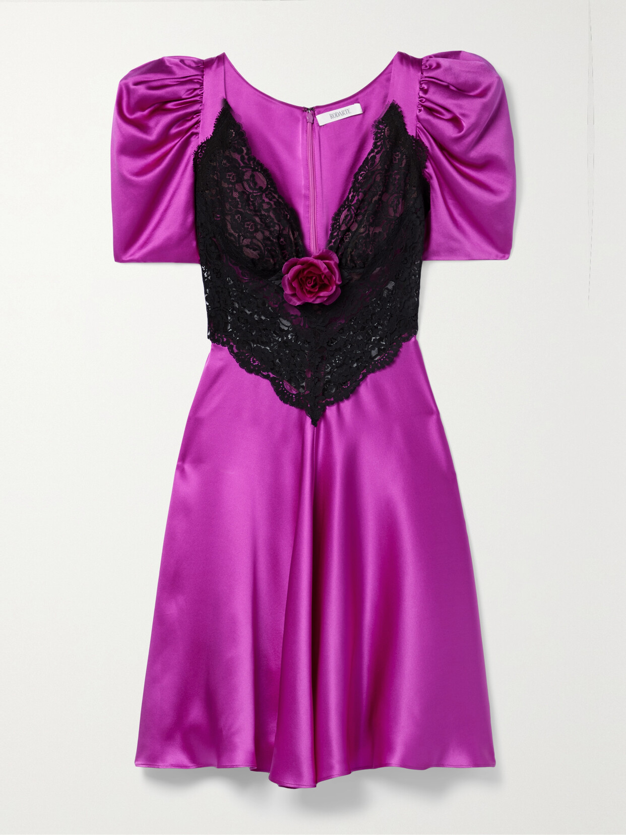 Rodarte - Embellished Silk-satin And Lace Mini Dress - Purple