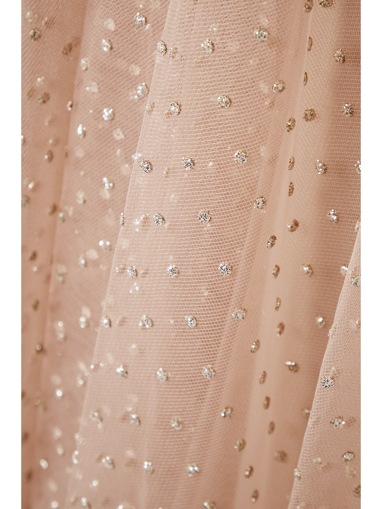 MONIQUE LHUILLIER GATHERED GLITTERED TULLE MIDI DRESS
