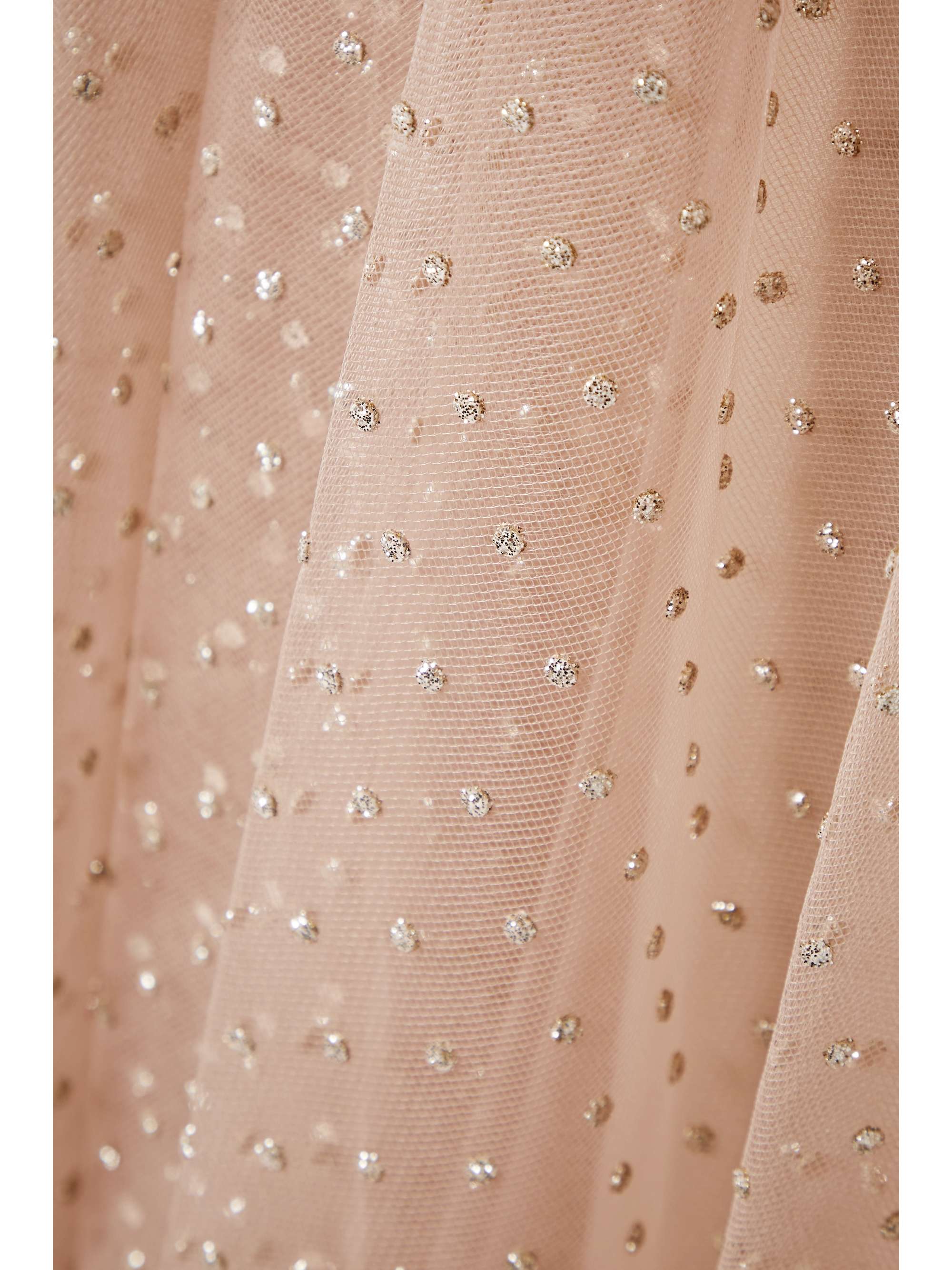 MONIQUE LHUILLIER Gathered glittered tulle midi dress