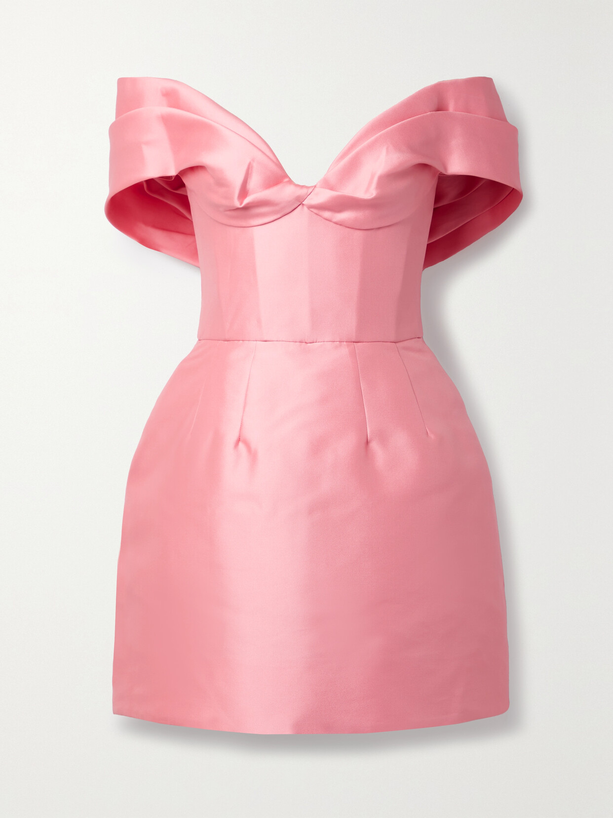 Monique Lhuillier Off-the-shoulder Satin-twill Mini Dress In Pink