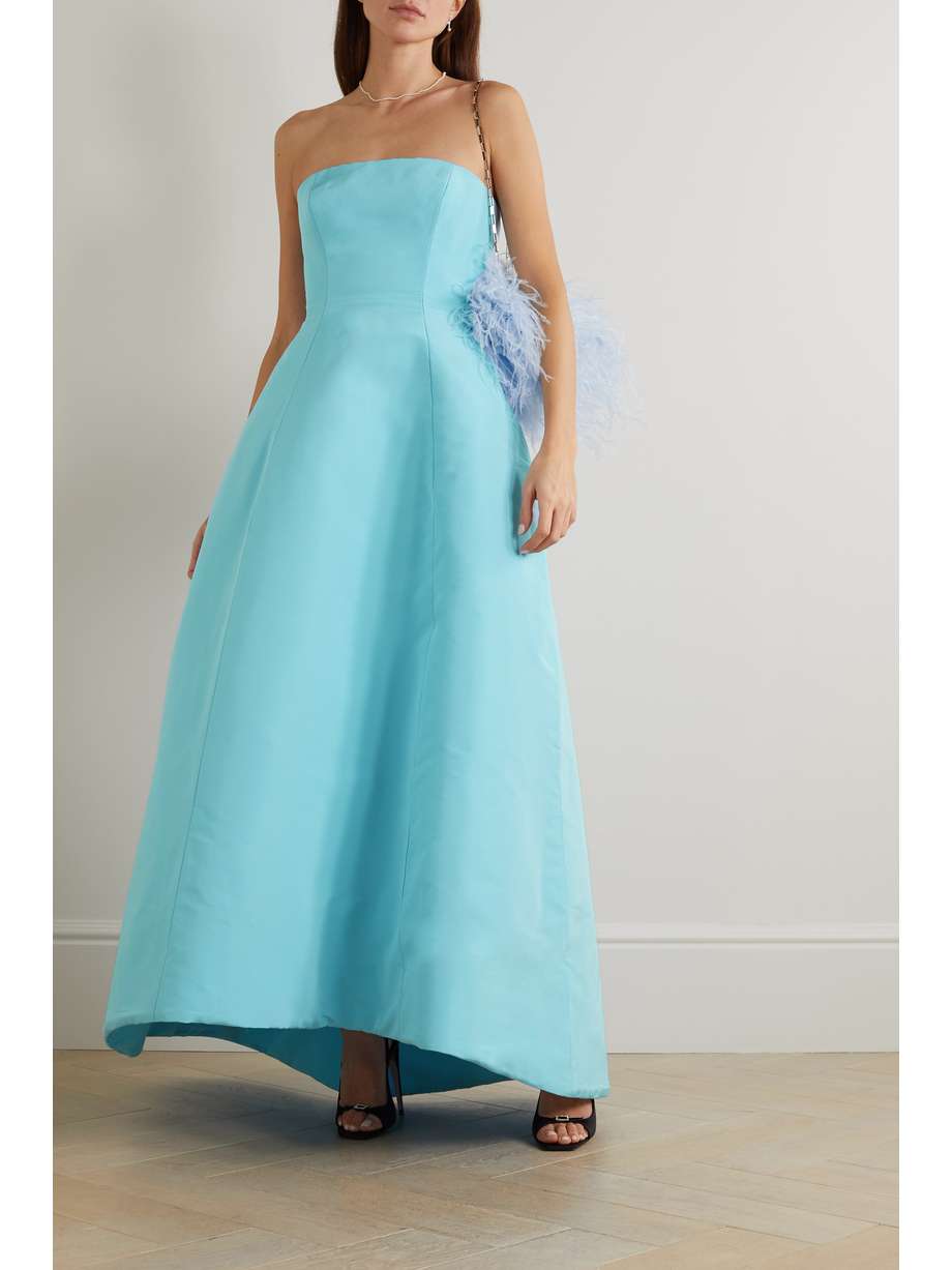 MONIQUE LHUILLIER Strapless faille gown NETAPORTER
