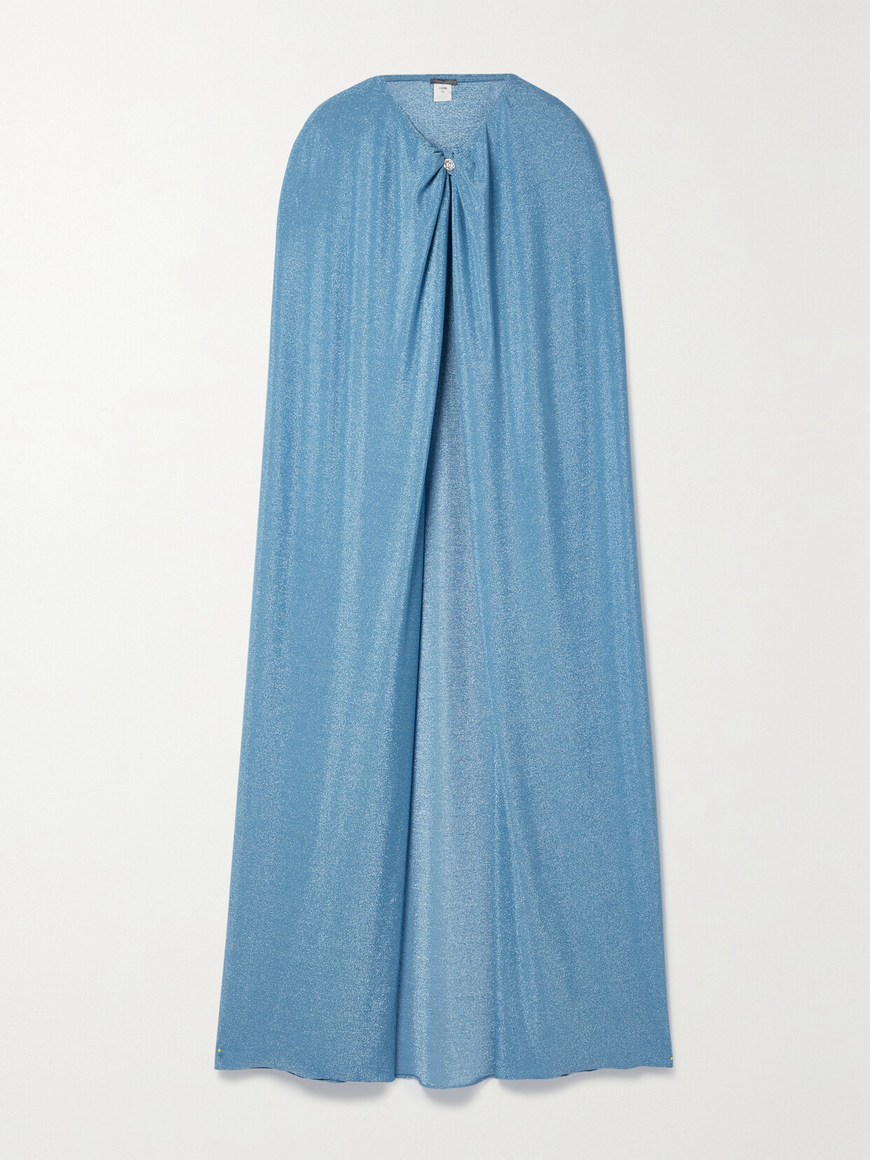 Monique Lhuillier Crystal-embellished Metallic Stretch-jersey Cape In Blue