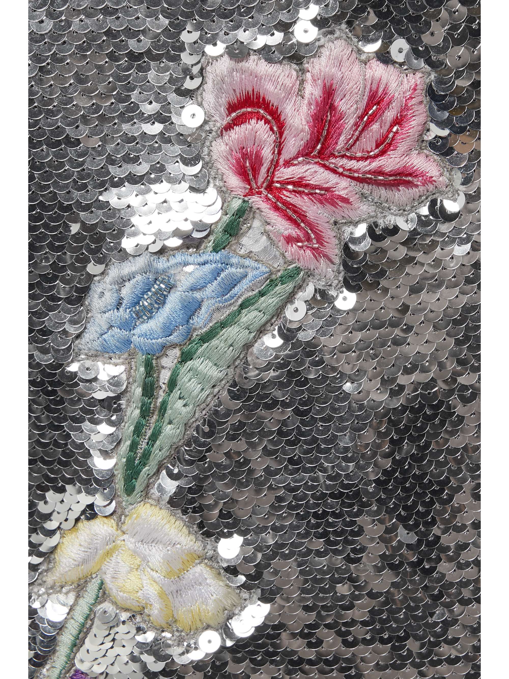 MONIQUE LHUILLIER Strapless embroidered sequined tulle gown NETAPORTER