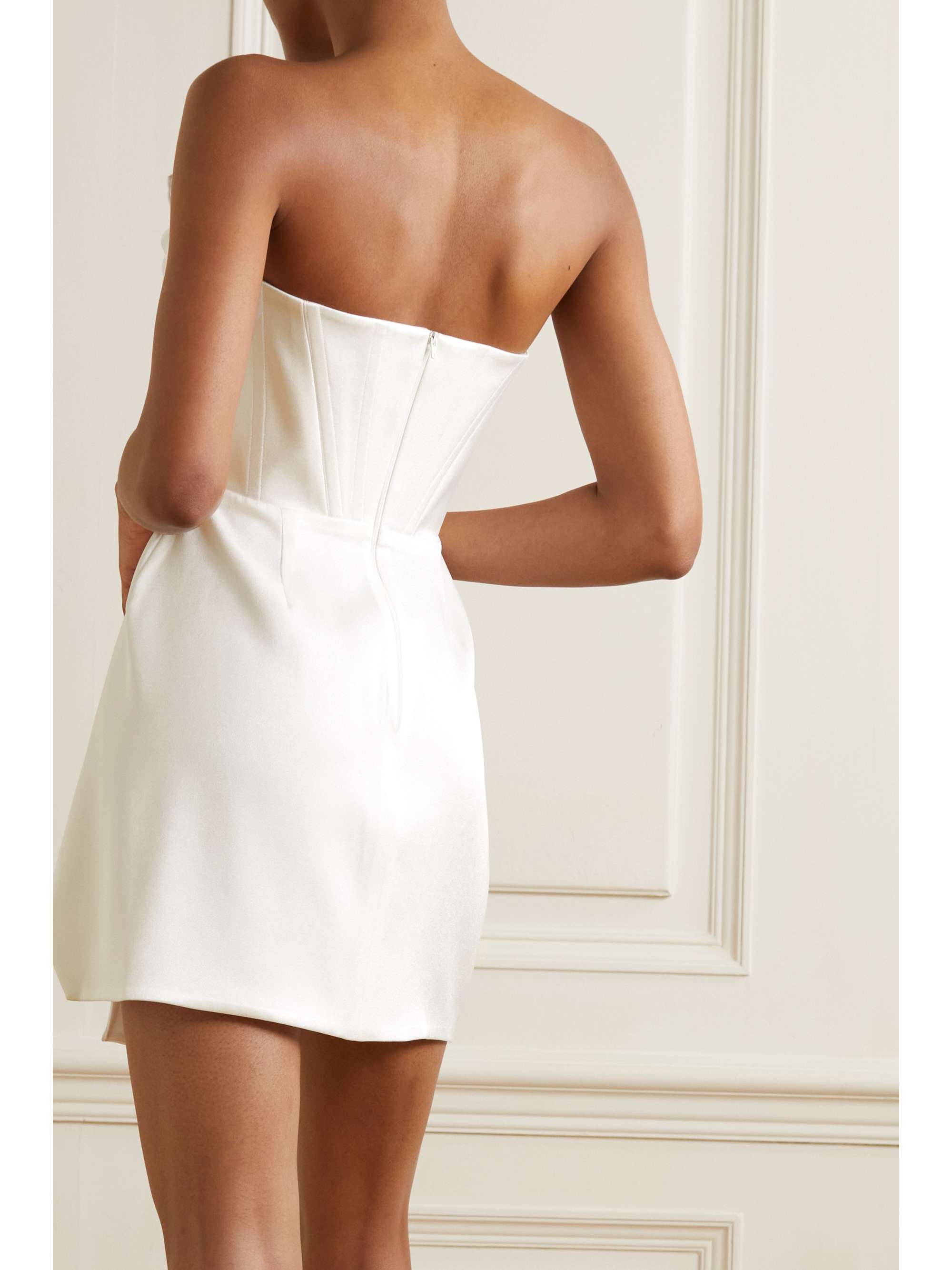 ALEX PERRY Audra strapless draped satin-crepe mini dress
