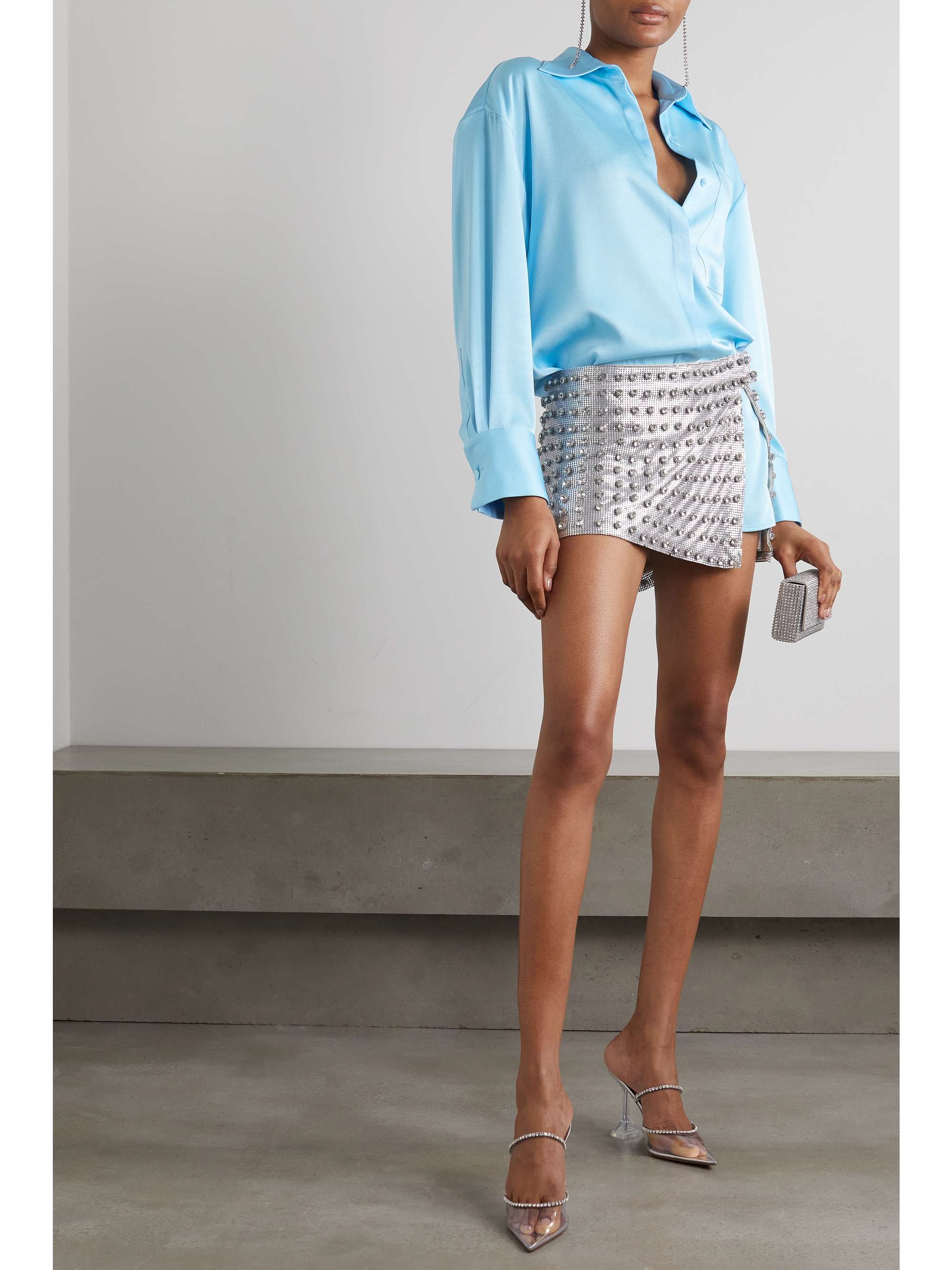 ALEX PERRY Lovell oversized satin-crepe shirt