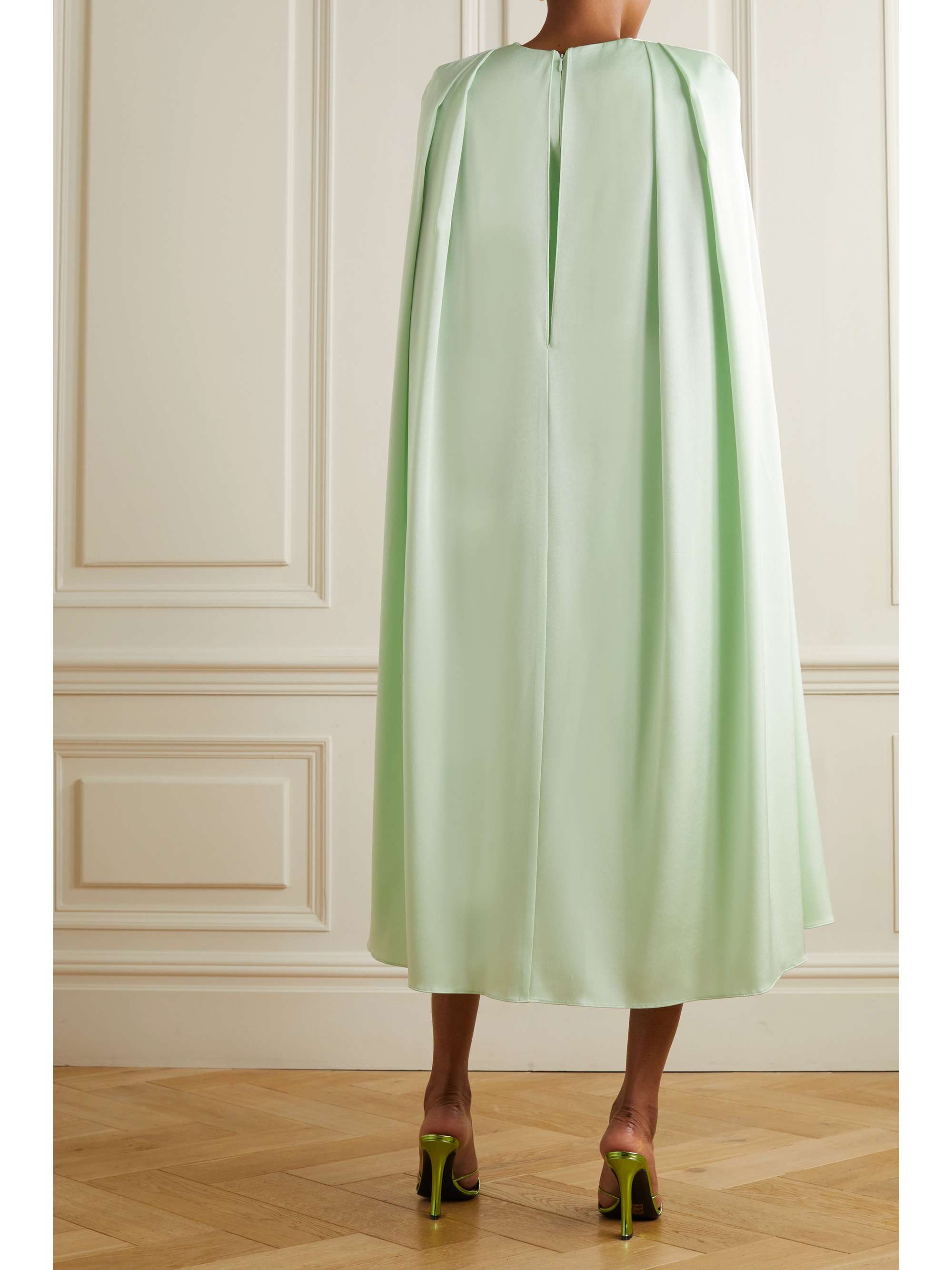 ALEX PERRY Beckett cape-effect satin-crepe midi dress