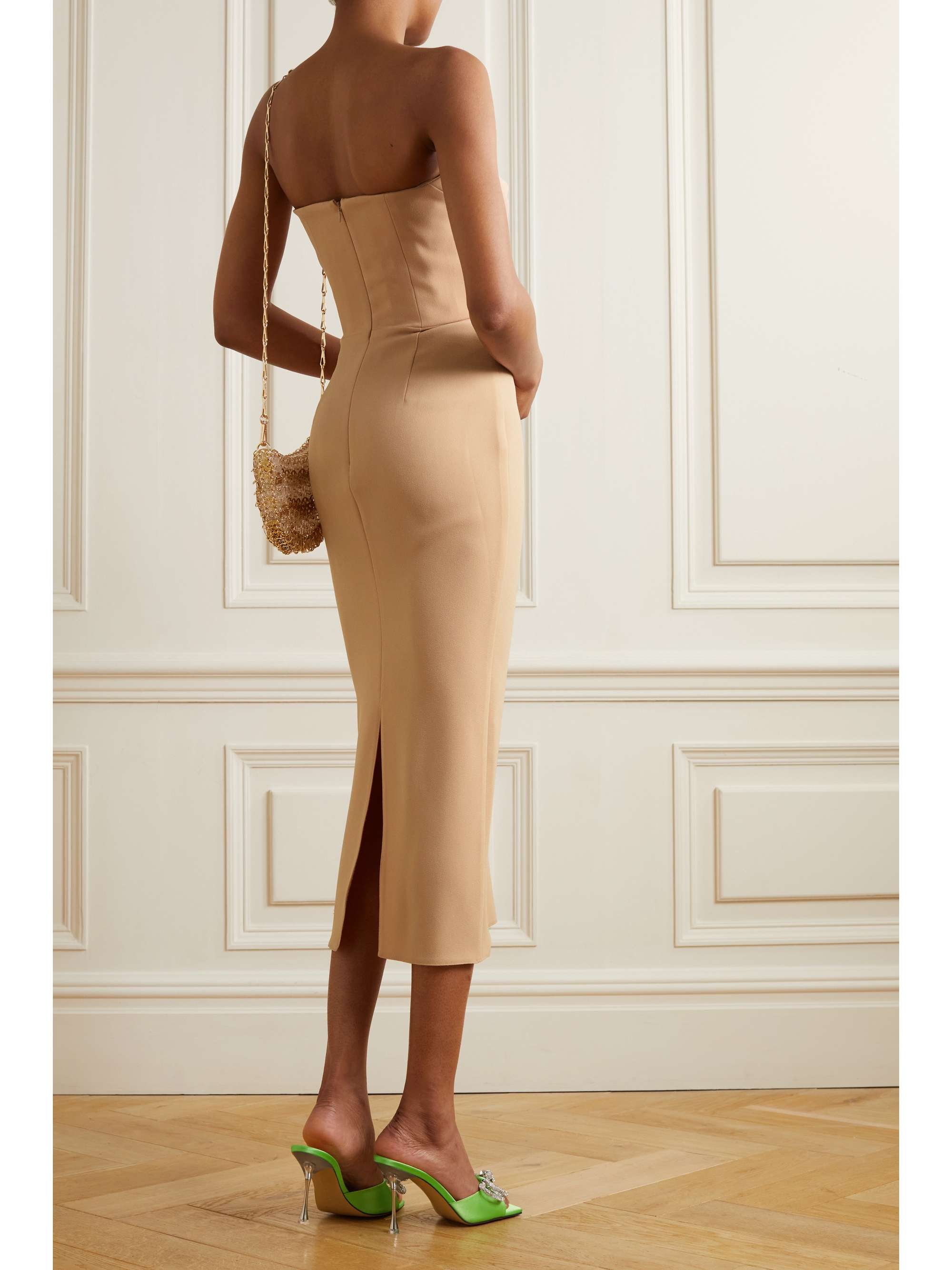 ALEX PERRY Darcy strapless draped stretch-crepe midi dress
