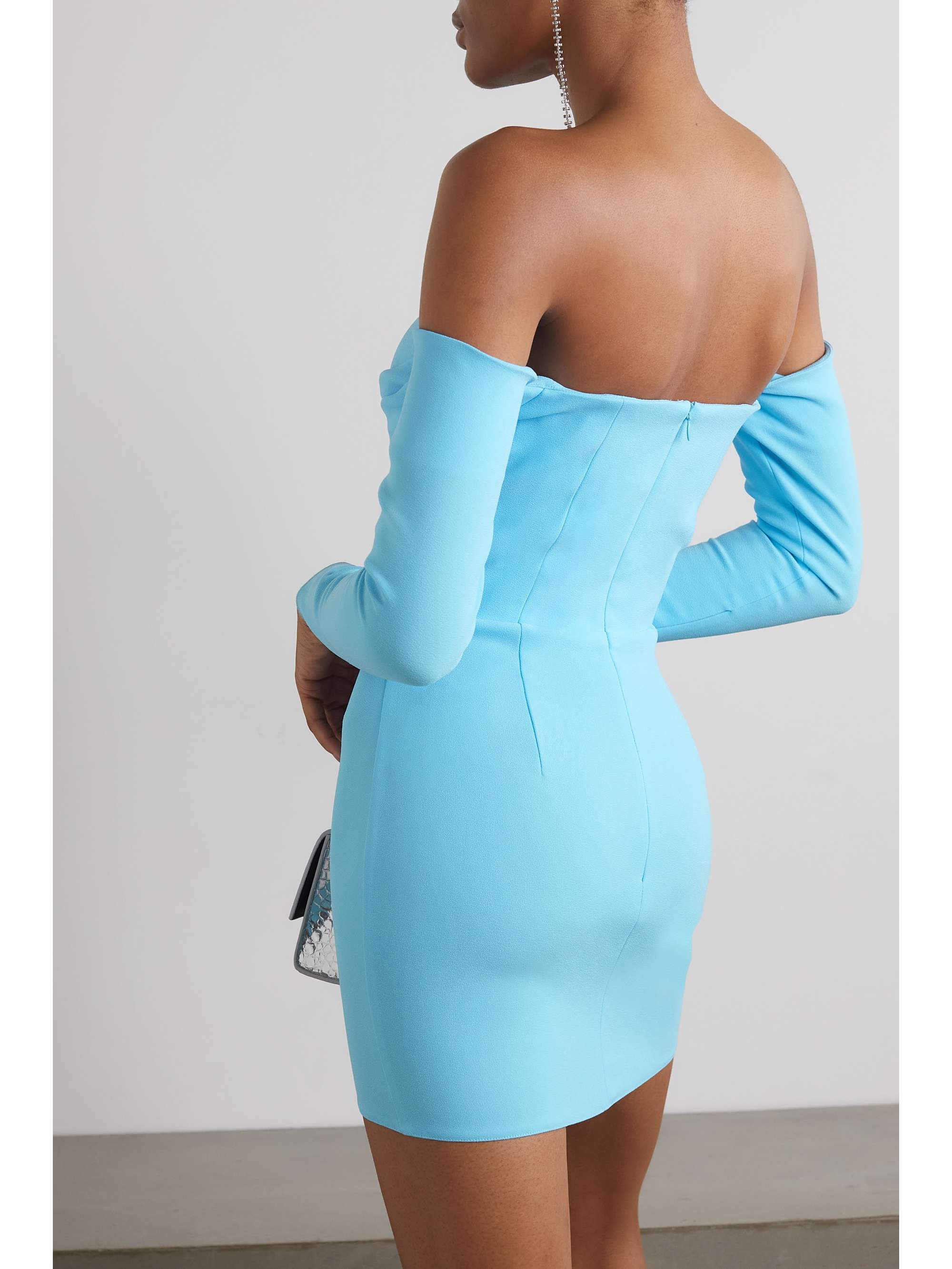 ALEX PERRY Paityn off-the-shoulder draped stretch-crepe mini dress