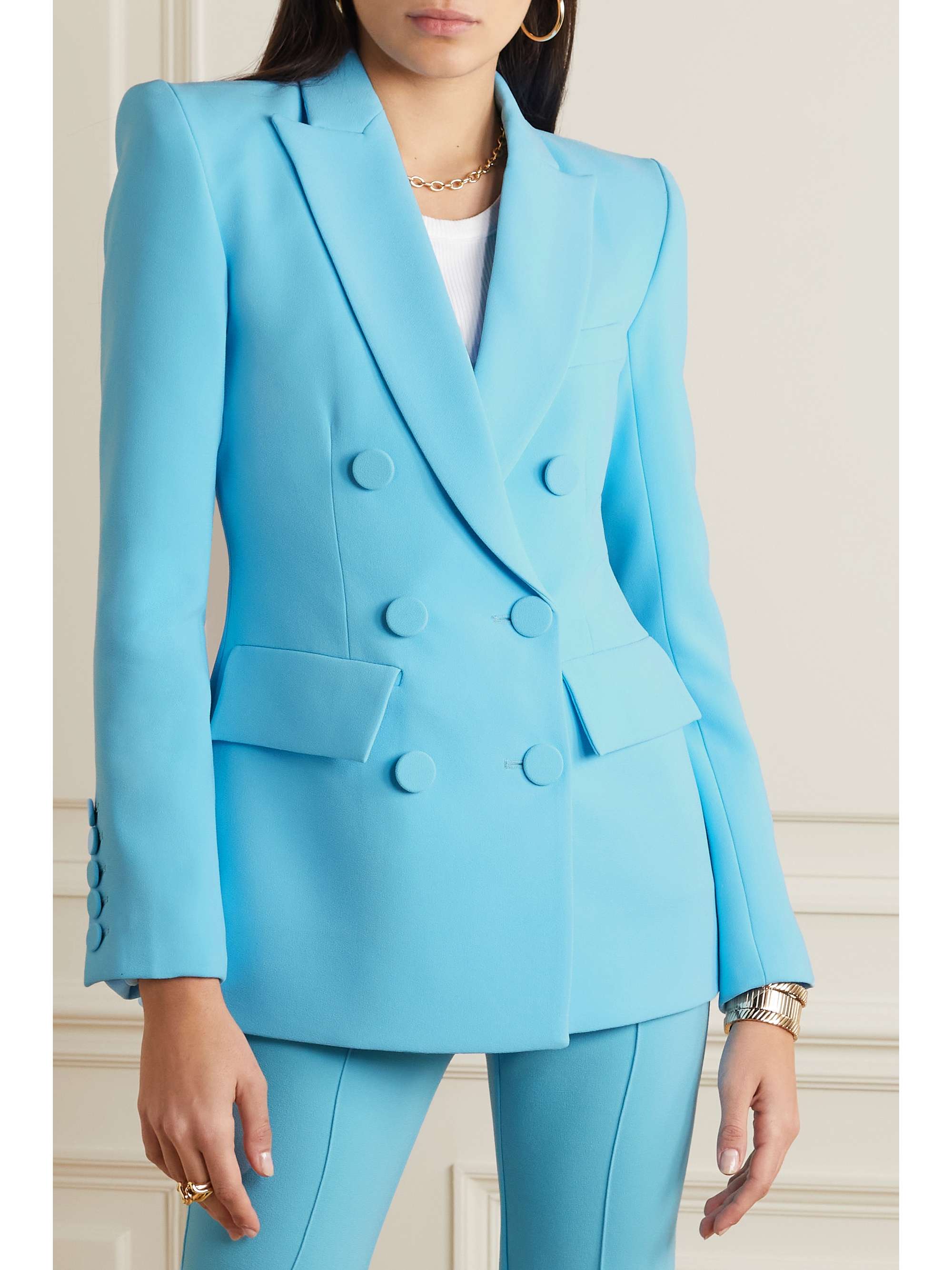 ALEX PERRY Landon neon double-breasted stretch-crepe blazer