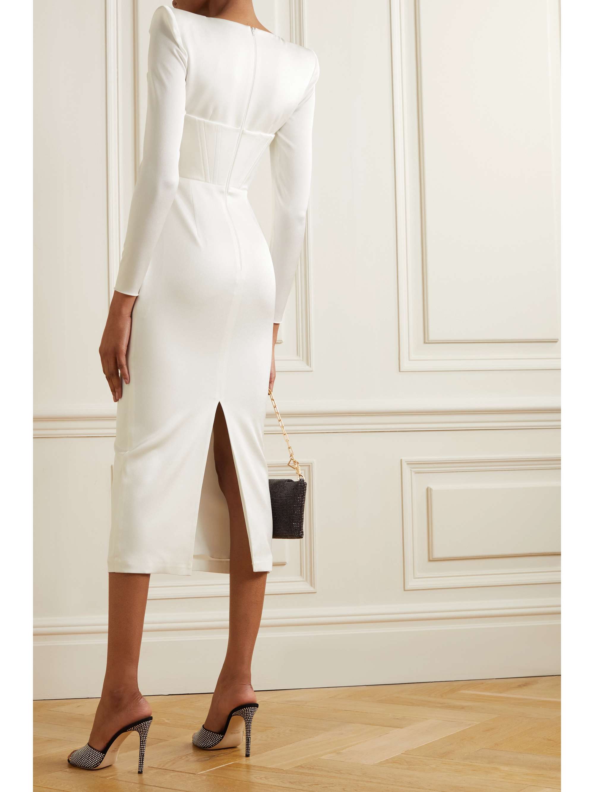 ALEX PERRY Blythe satin-crepe midi dress