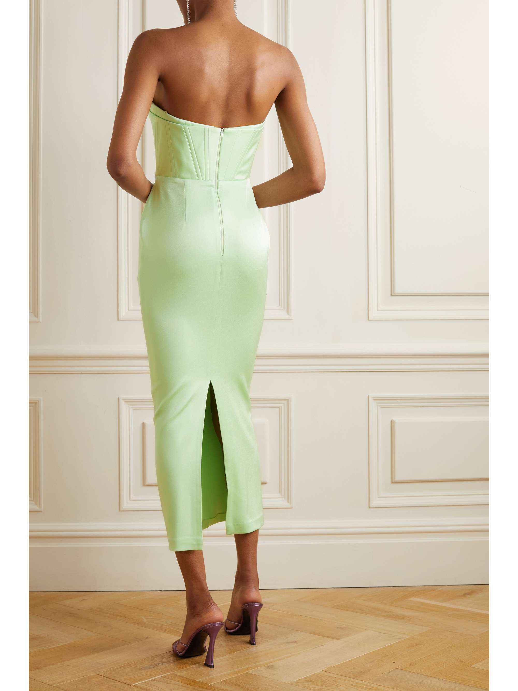 ALEX PERRY Ansley strapless satin-crepe midi dress