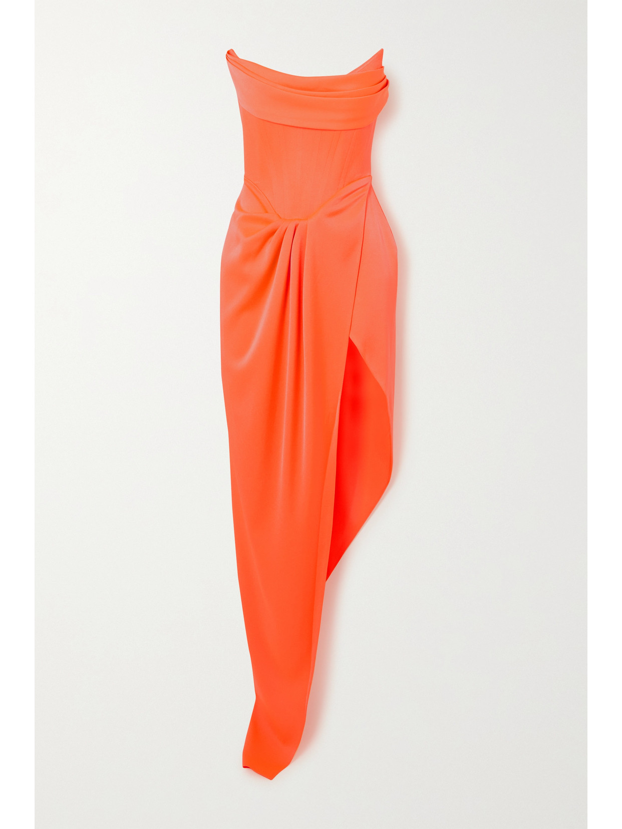 Alex Perry - Harland Strapless Asymmetric Draped Satin-crepe Gown - Orange