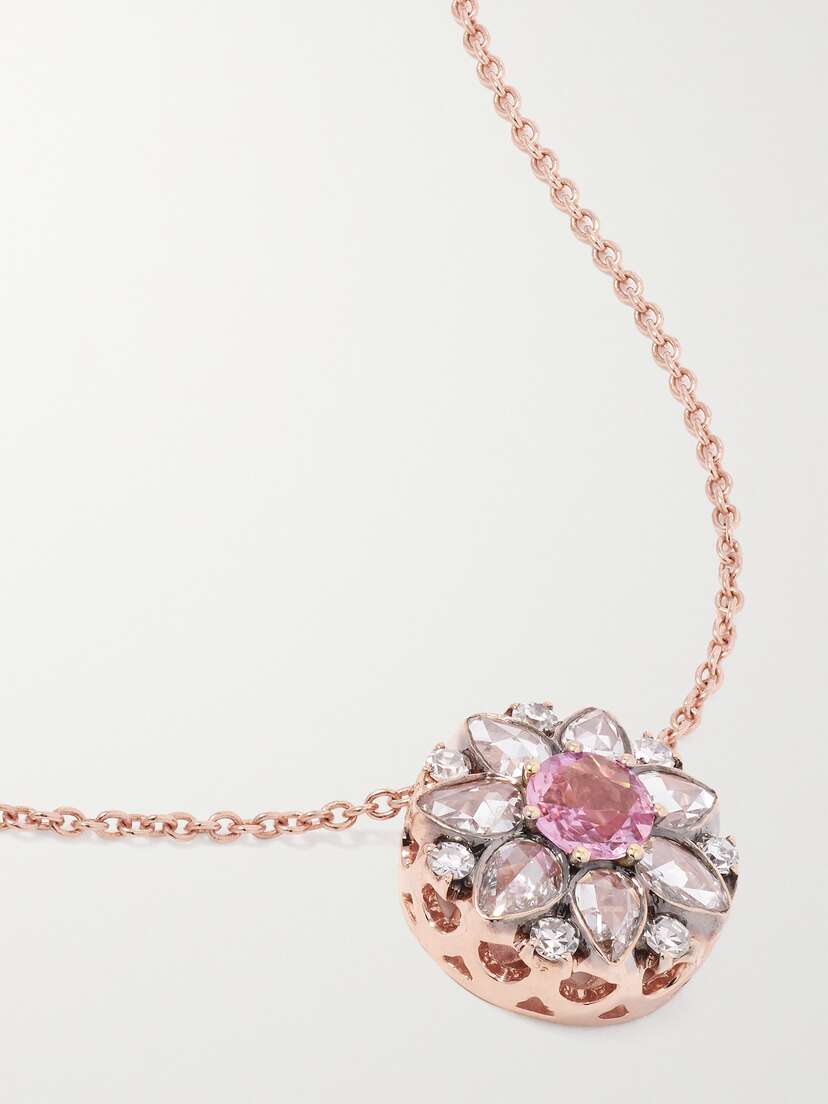 Selim Mouzannar 18-karat Pink Gold, Sapphire And Diamond Necklace