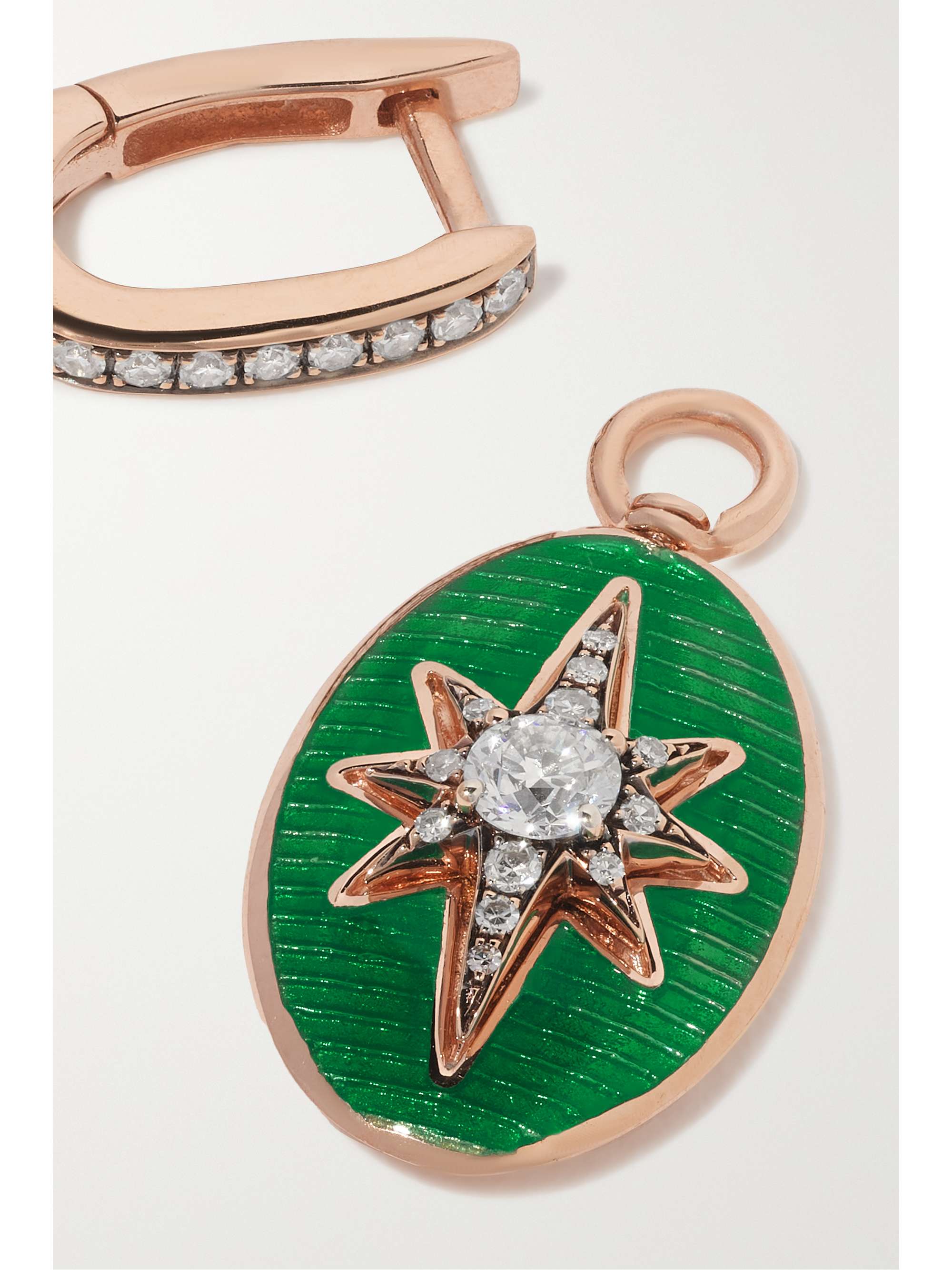 Gold 18karat pink gold, enamel and diamond single earring SELIM