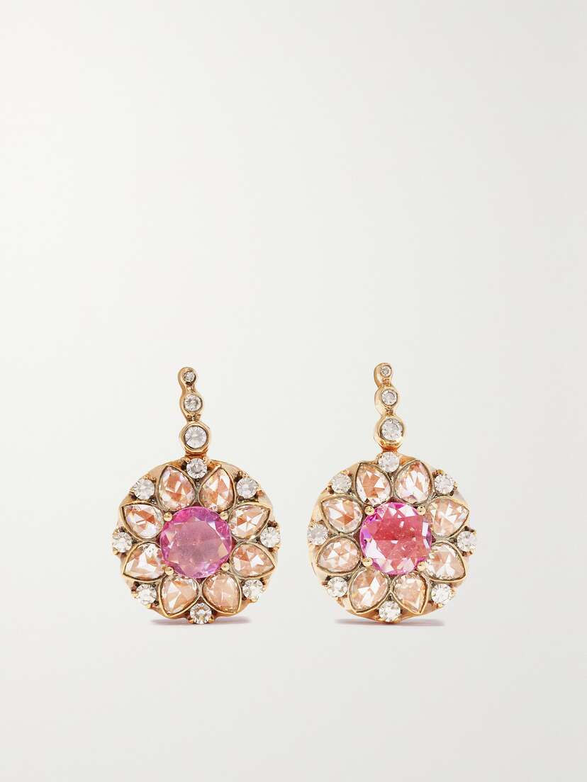 Selim Mouzannar 18-karat Pink Gold, Sapphire And Diamond Earrings