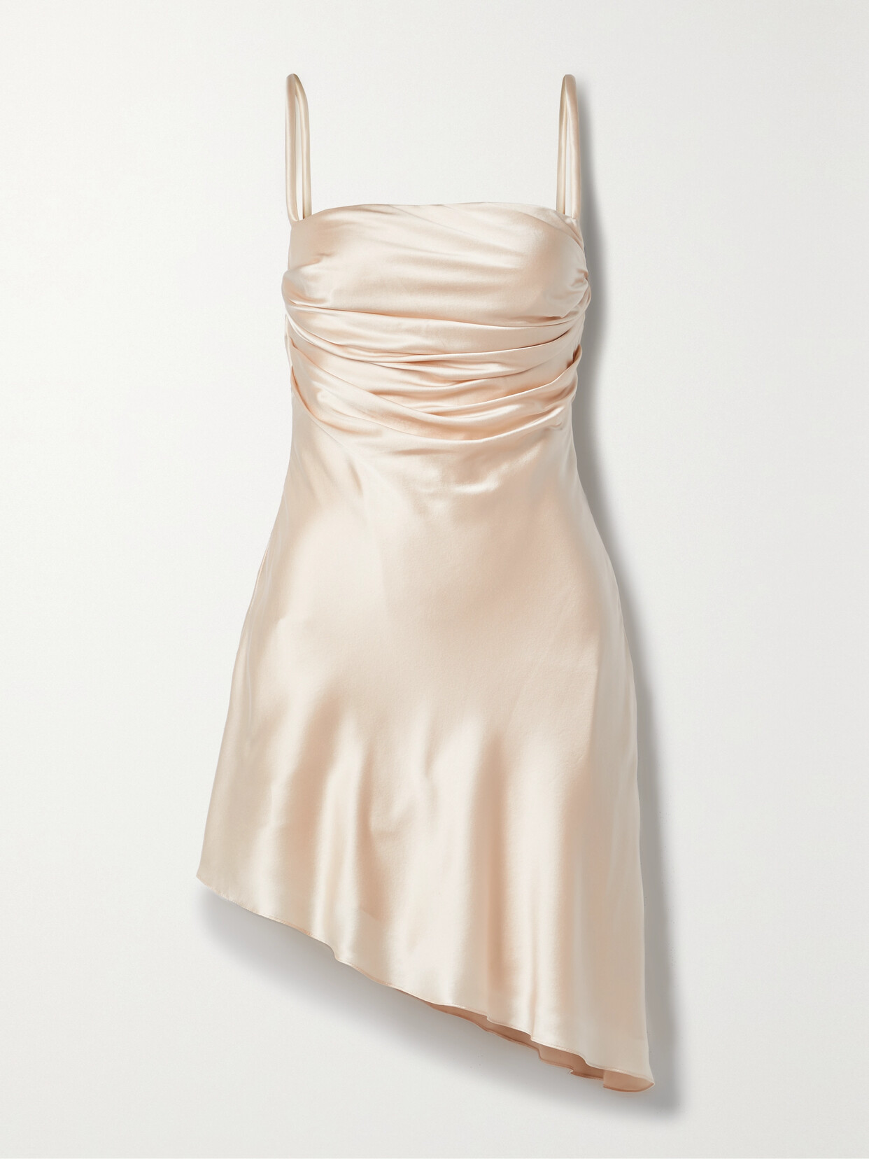 Et Ochs Asymmetric Draped Silk-charmeuse Mini Dress - Neutrals