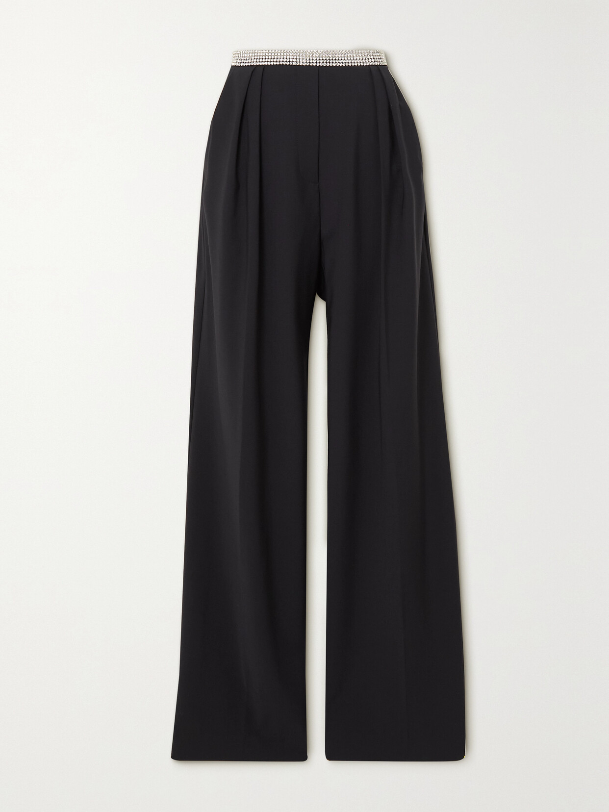 Michael Lo Sordo Stellar Boy Crystal-embellished Pleated Wool Wide-leg Pants - Black