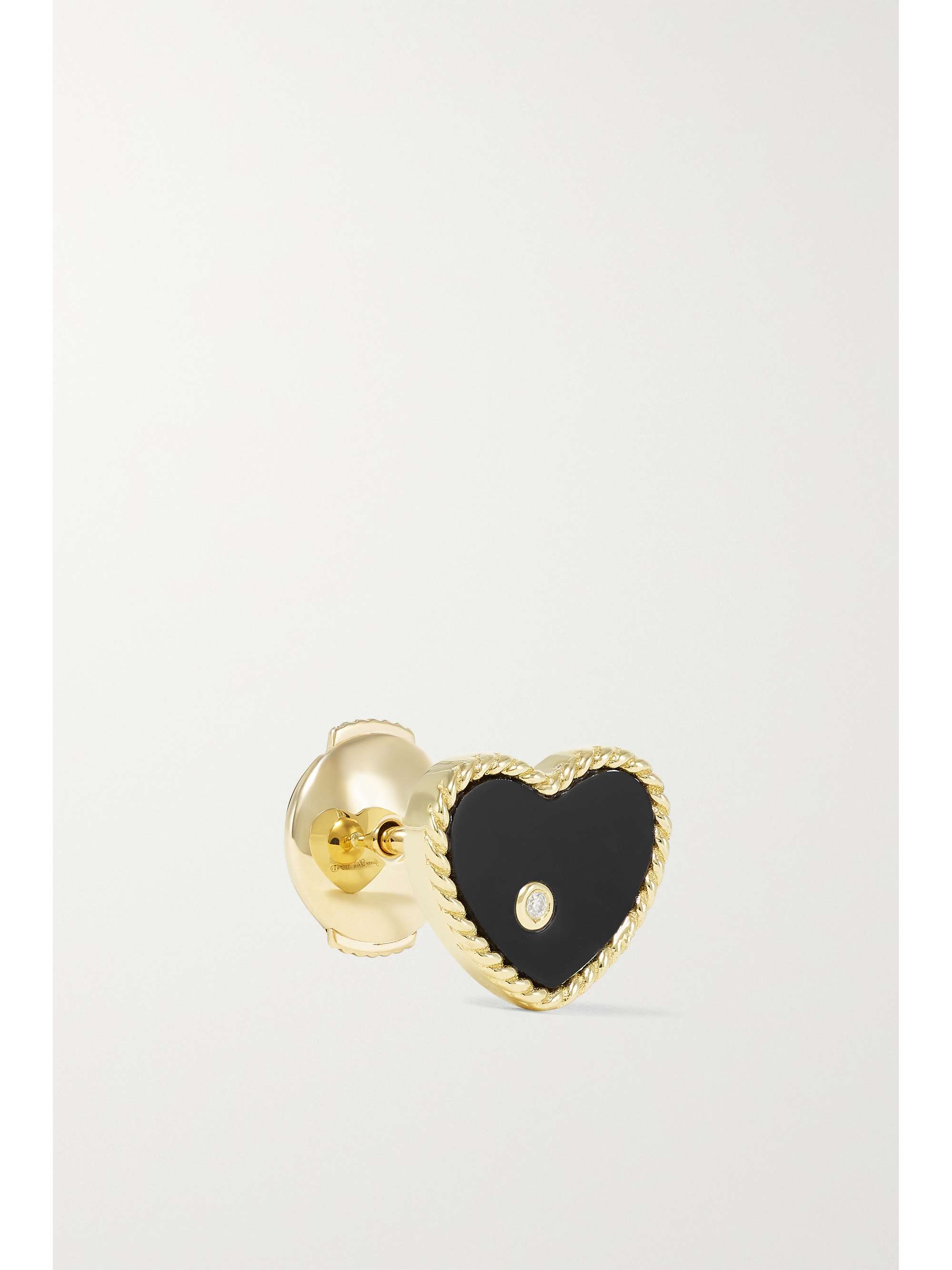 YVONNE LÉON Baby Heart 9-karat gold, onyx and diamond earrings