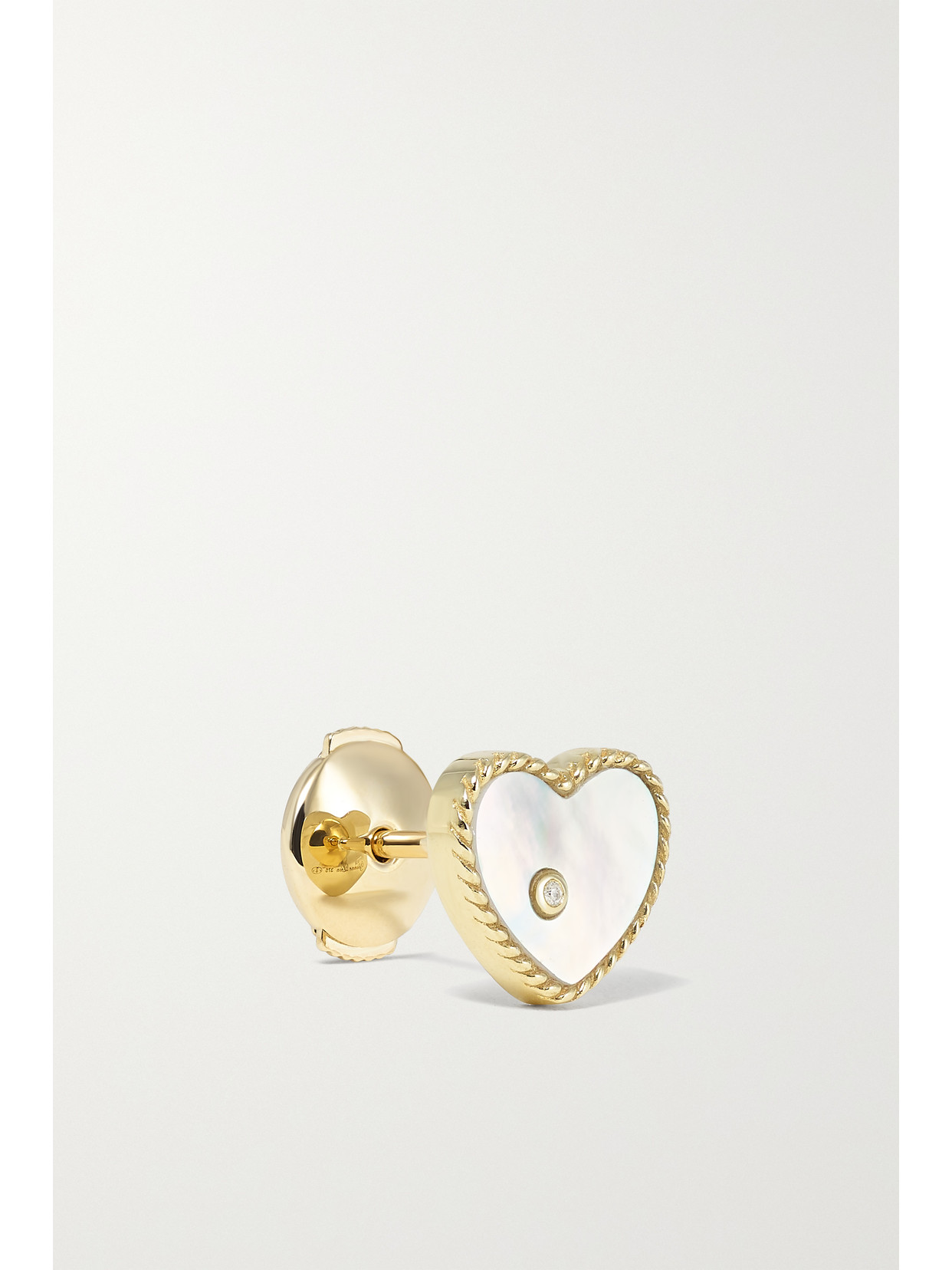 Shop Yvonne Léon 9-karat Gold, Mother-of-pearl And Diamond Earrings