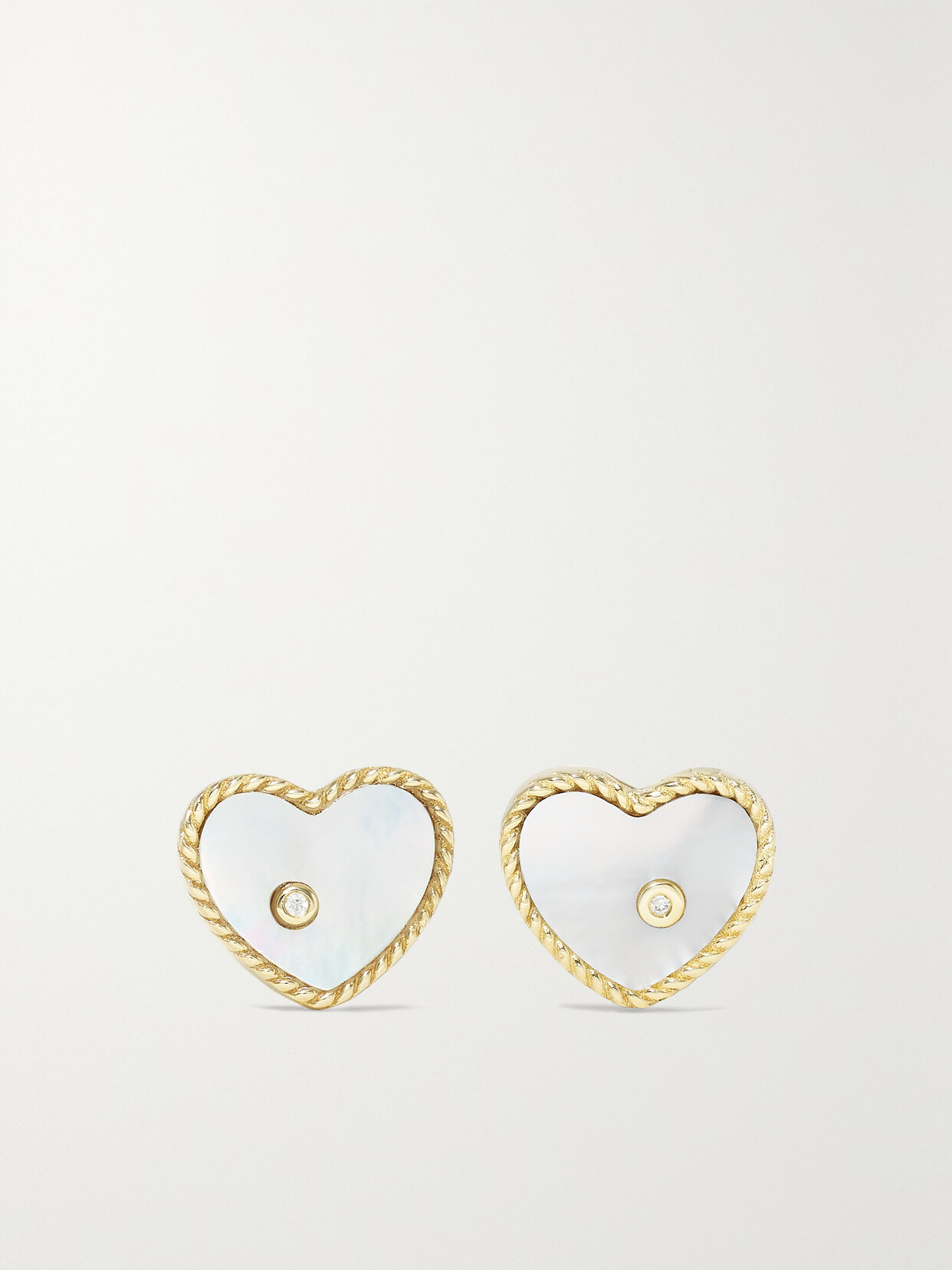 Yvonne Léon - 9-karat Gold, Mother-of-pearl And Diamond Earrings - White