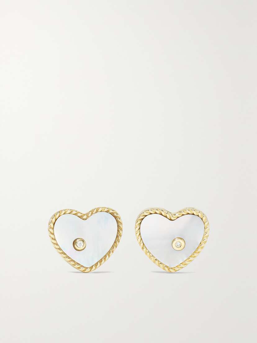 Yvonne Léon 9-karat Gold, Mother-of-pearl And Diamond Earrings