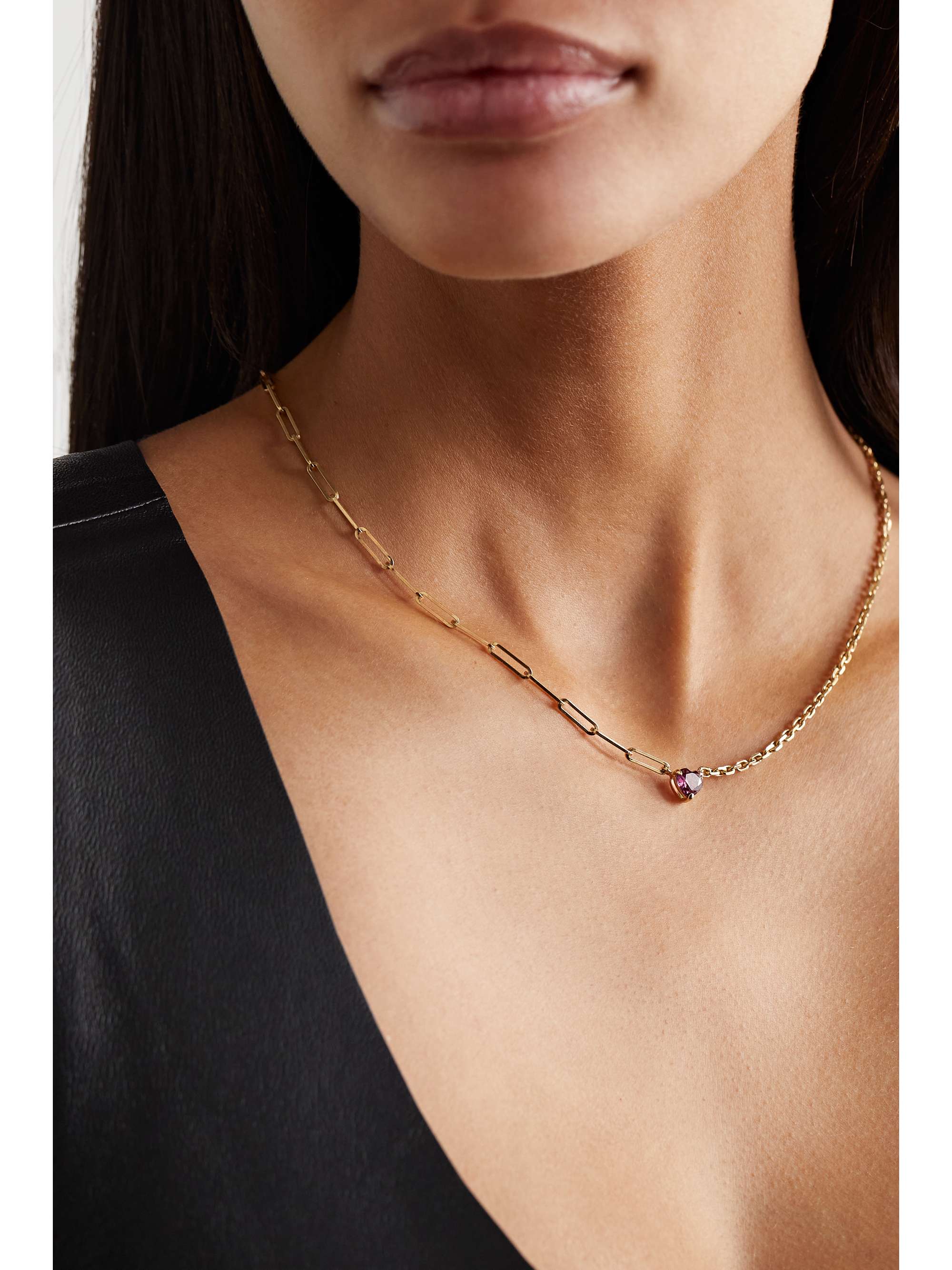 YVONNE LÉON 18K 黄金红榴石项链