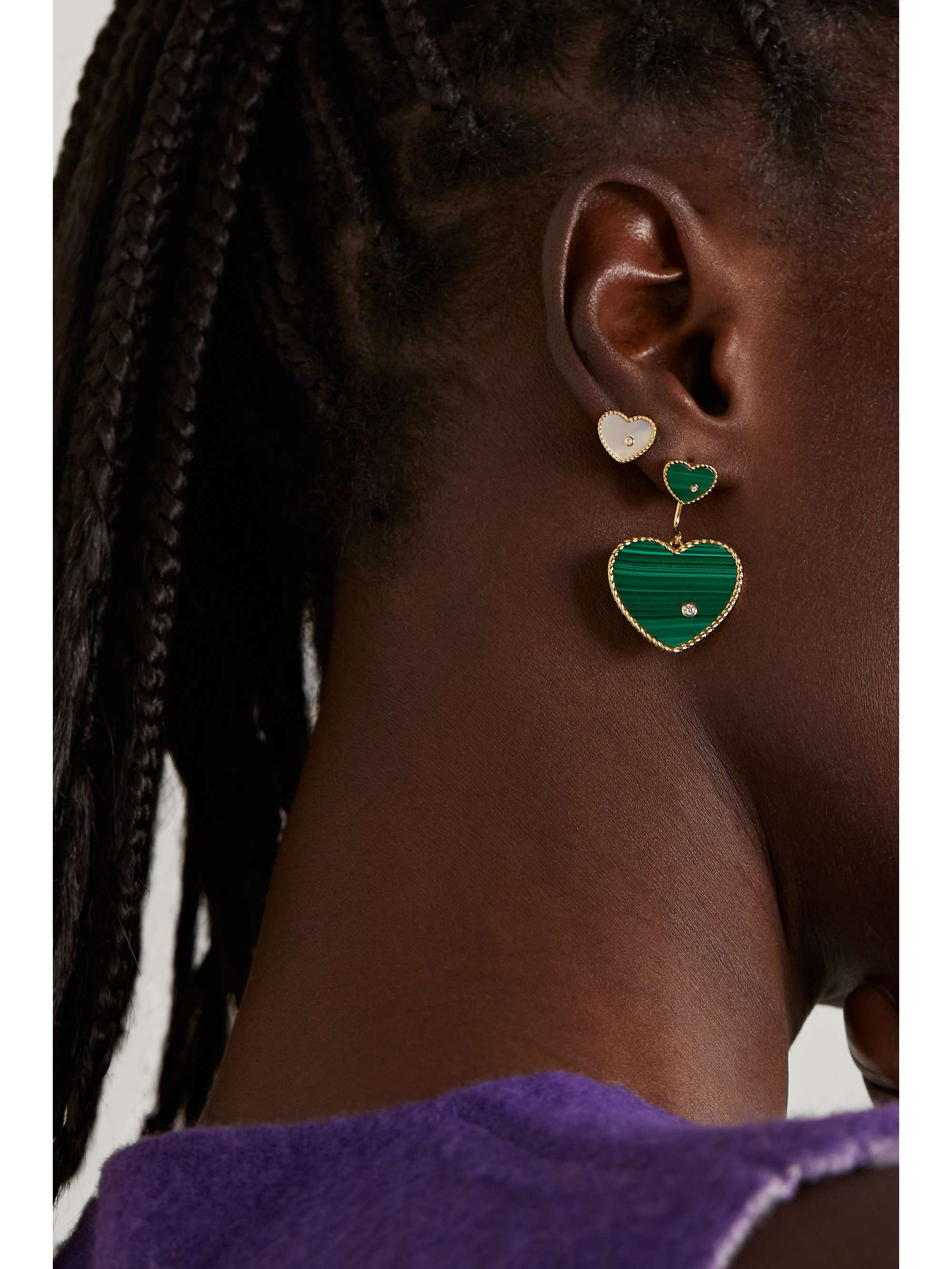 YVONNE LÉON 9-karat gold, malachite and diamond earrings