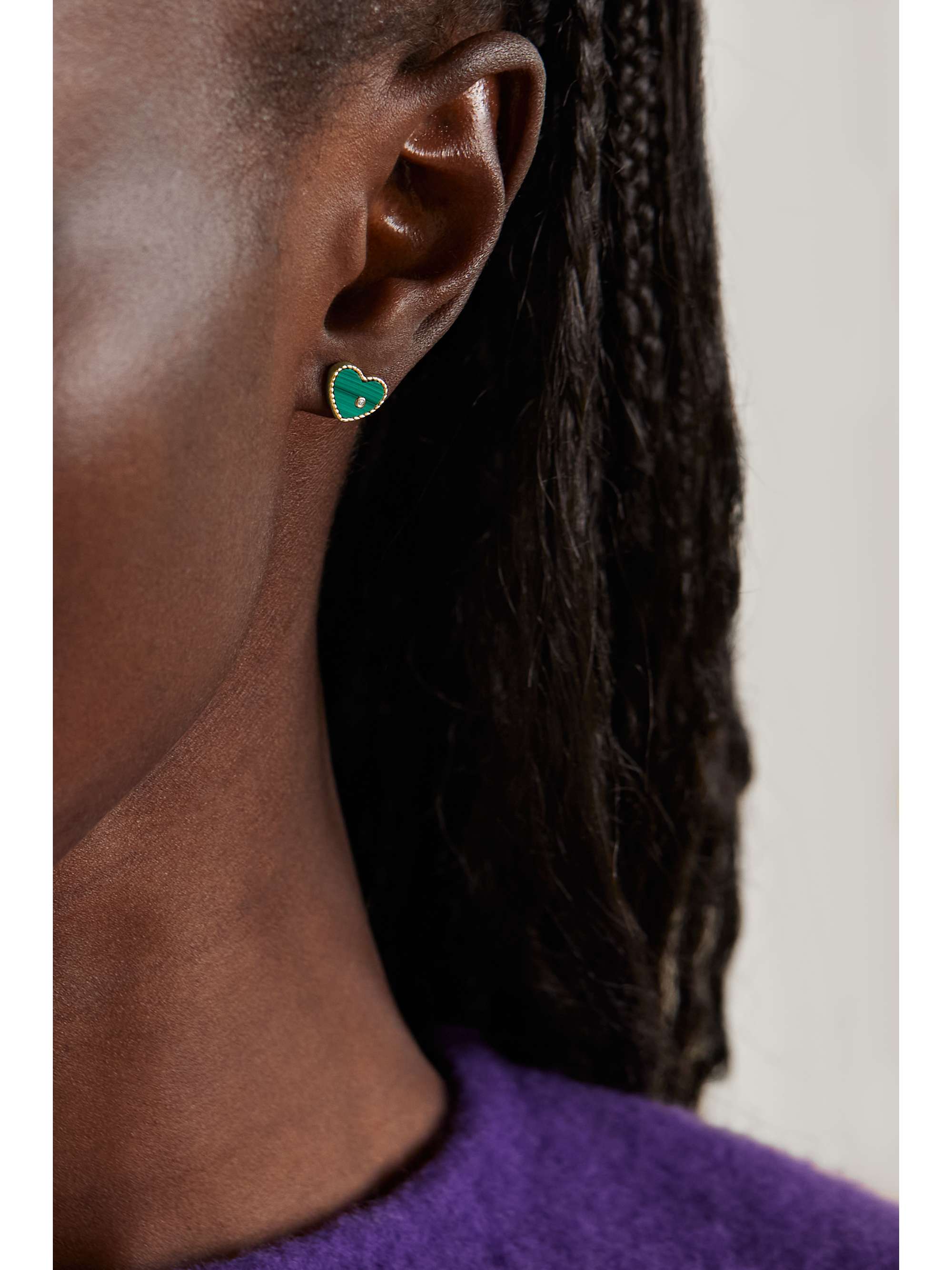 YVONNE LÉON 9-karat gold, malachite and diamond earrings