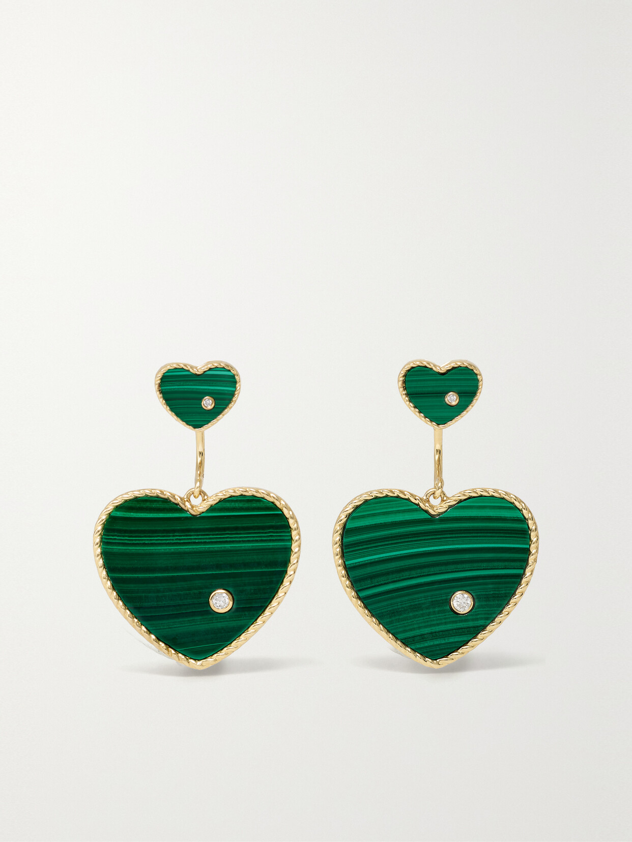 Yvonne Léon - 9-karat Gold, Malachite And Diamond Earrings - Green