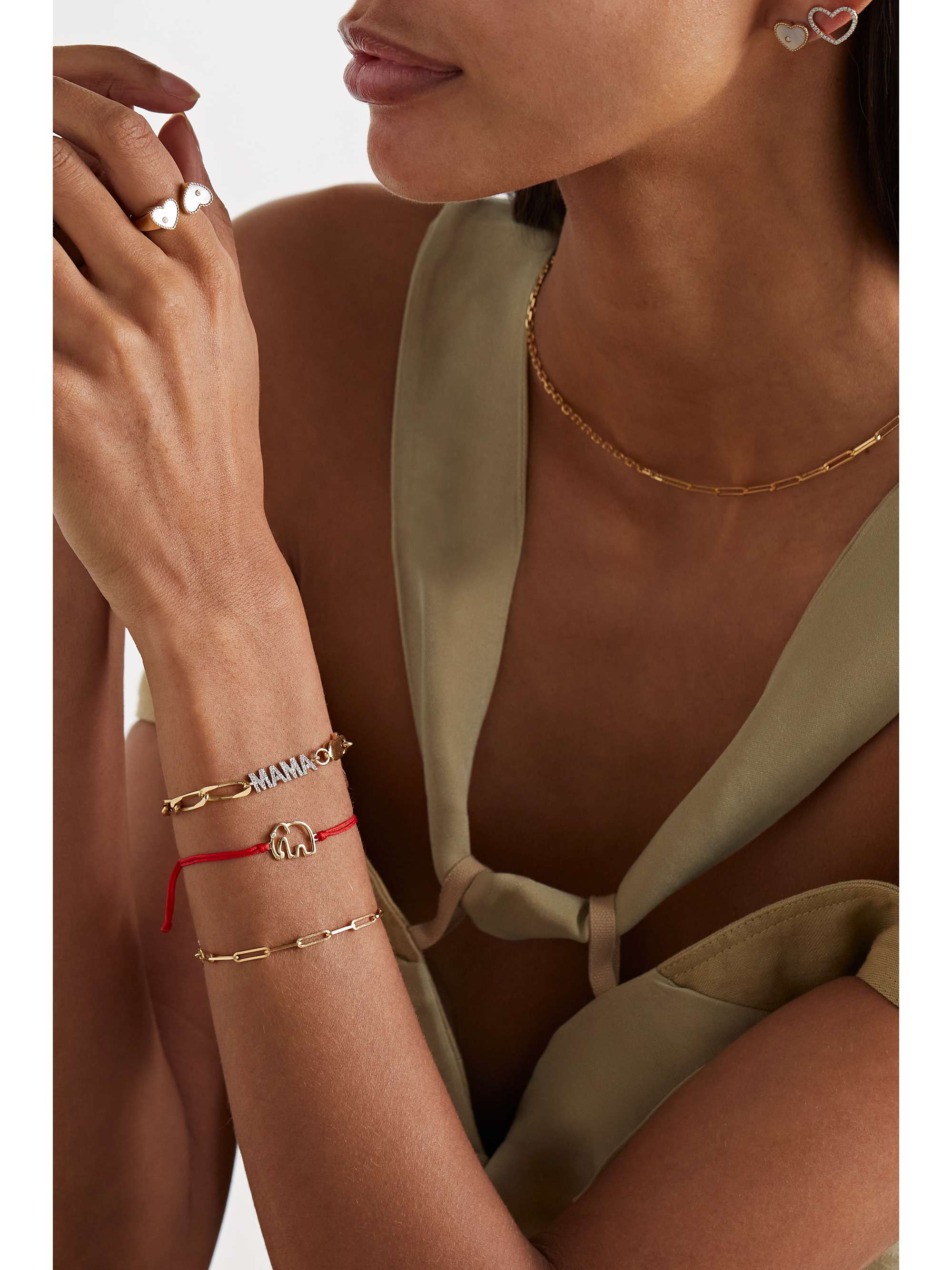 YVONNE LÉON Mama Armband aus 9 und 18 Karat Gold mit Diamanten