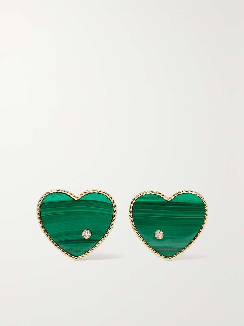 Yvonne Léon 9-karat Gold, Malachite And Diamond Earrings