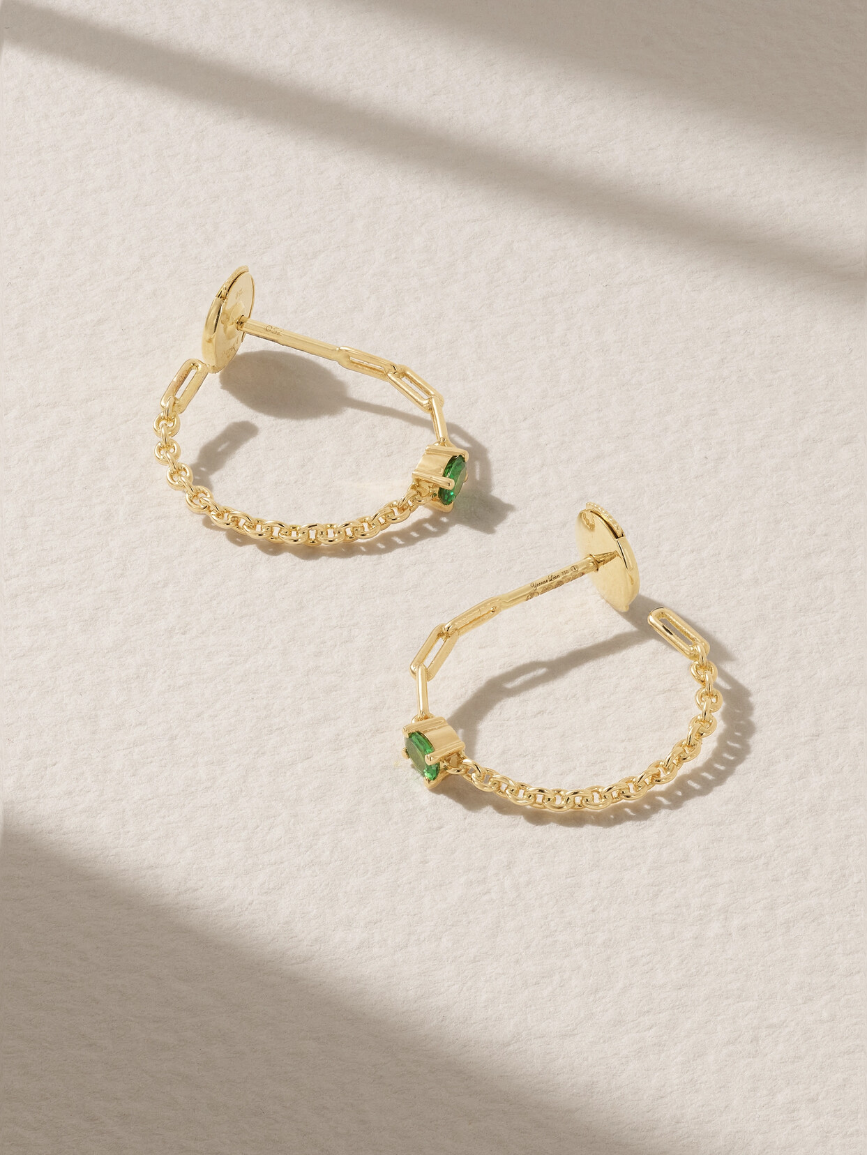 Yvonne Léon 18-karat Gold Tsavorite Hoop Earrings In Green