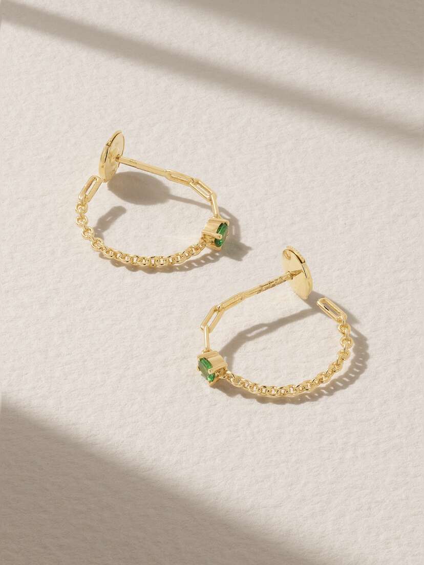 Yvonne Léon 18-karat Gold Tsavorite Hoop Earrings