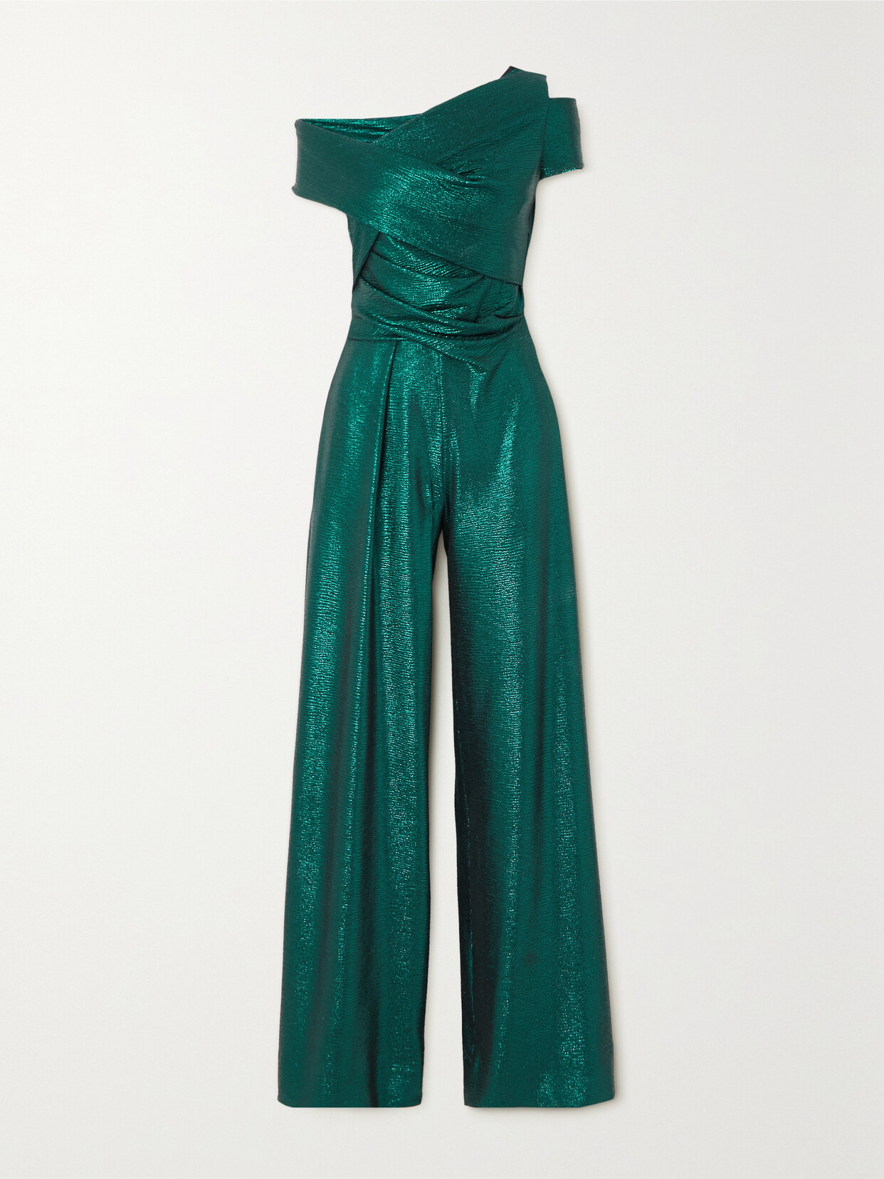 Talbot Runhof - Asymmetric Sequined Stretch-jersey Jumpsuit - Green