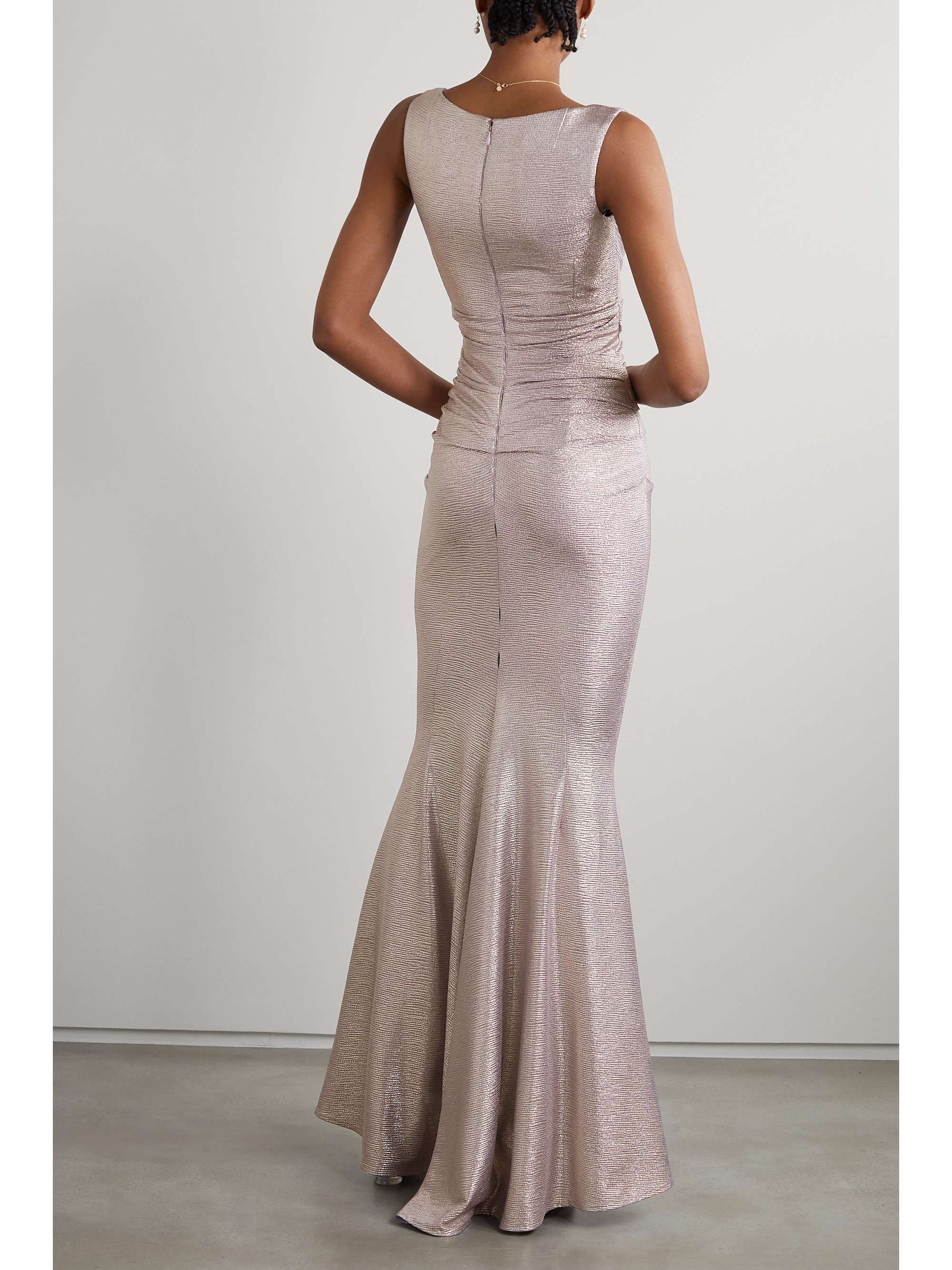 TALBOT RUNHOF Wrap-effect metallic voile gown