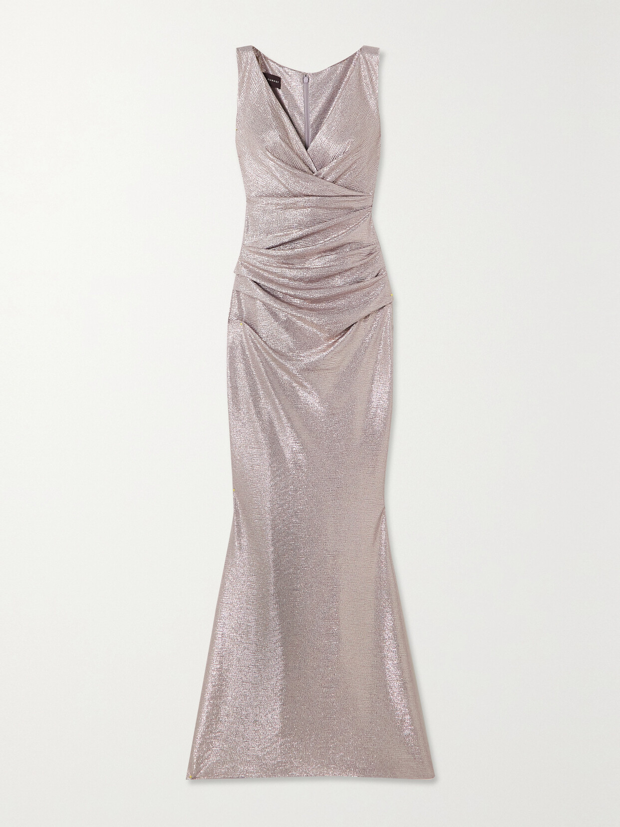 Talbot Runhof - Wrap-effect Metallic Voile Gown - Purple