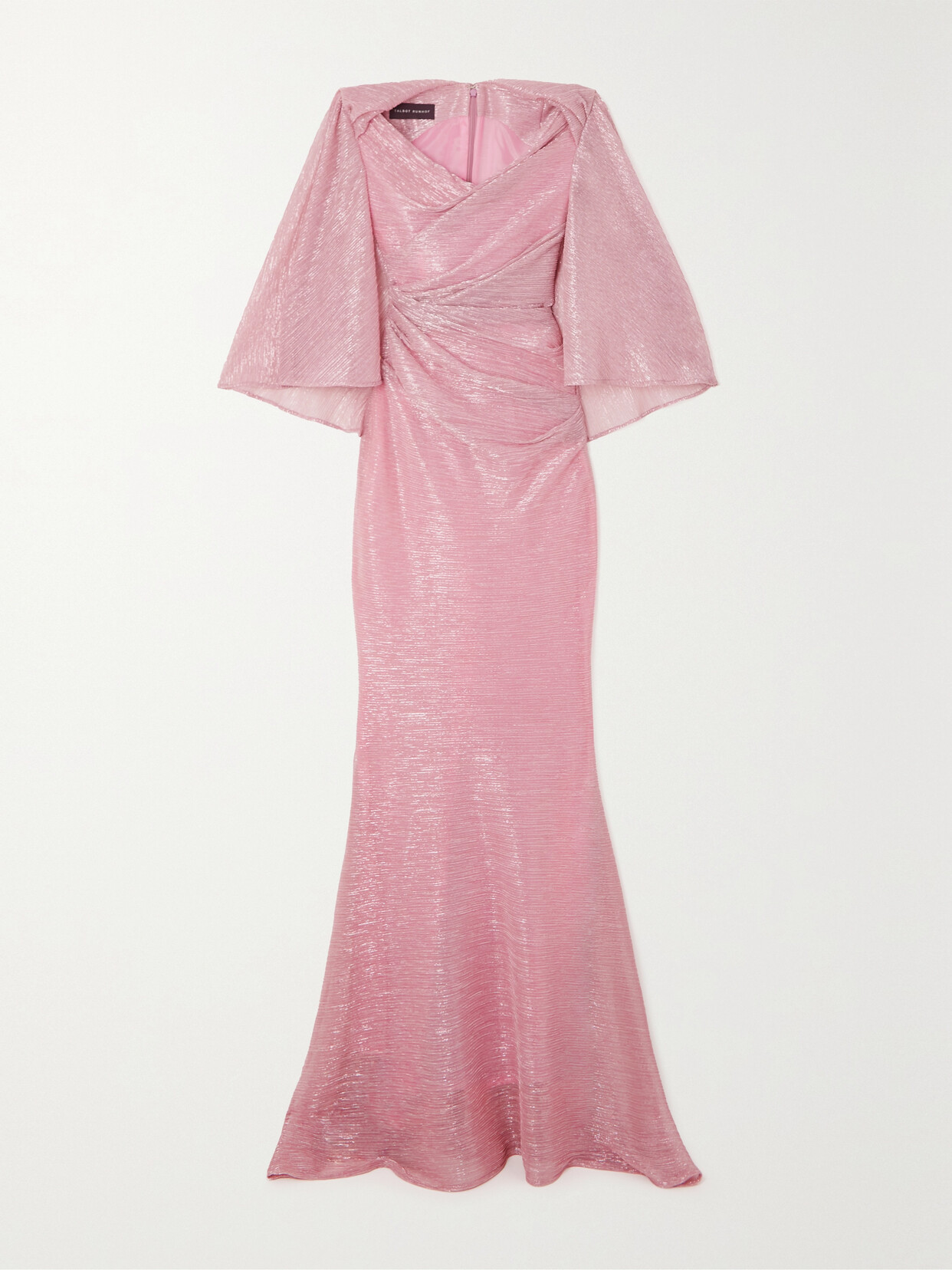 Talbot Runhof Cape-effect Metallic Voile Gown - Pink
