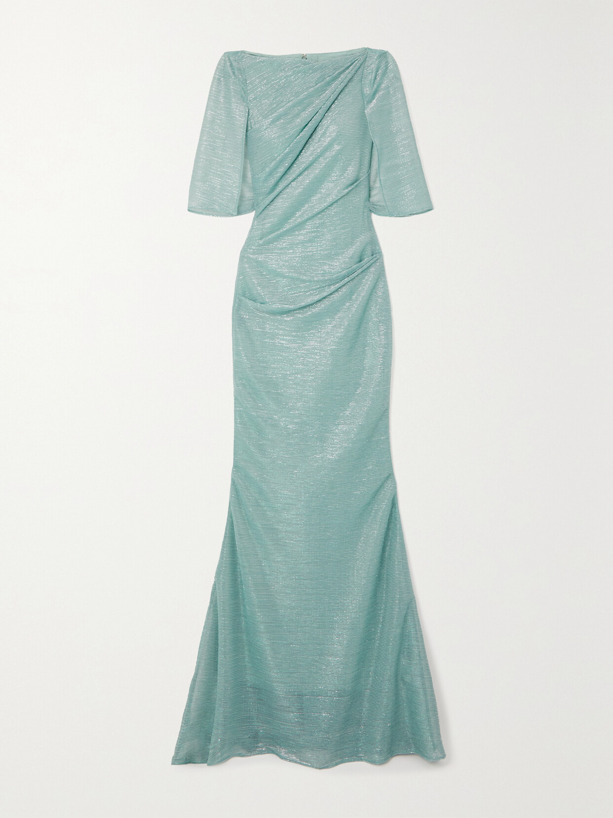 Talbot Runhof - Draped Metallic Voile Gown - Blue