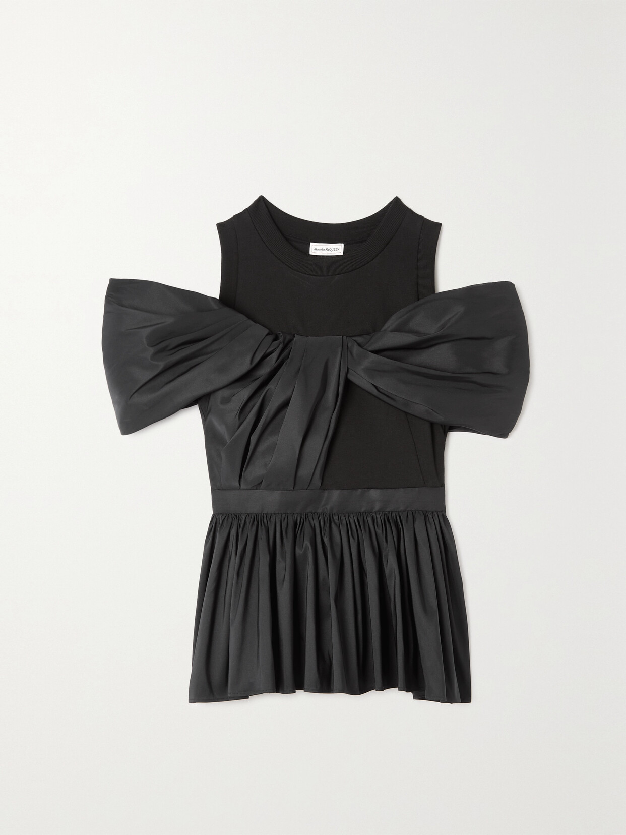 Alexander Mcqueen Peplum-overlay Sleeveless Cotton-shell Top In Black