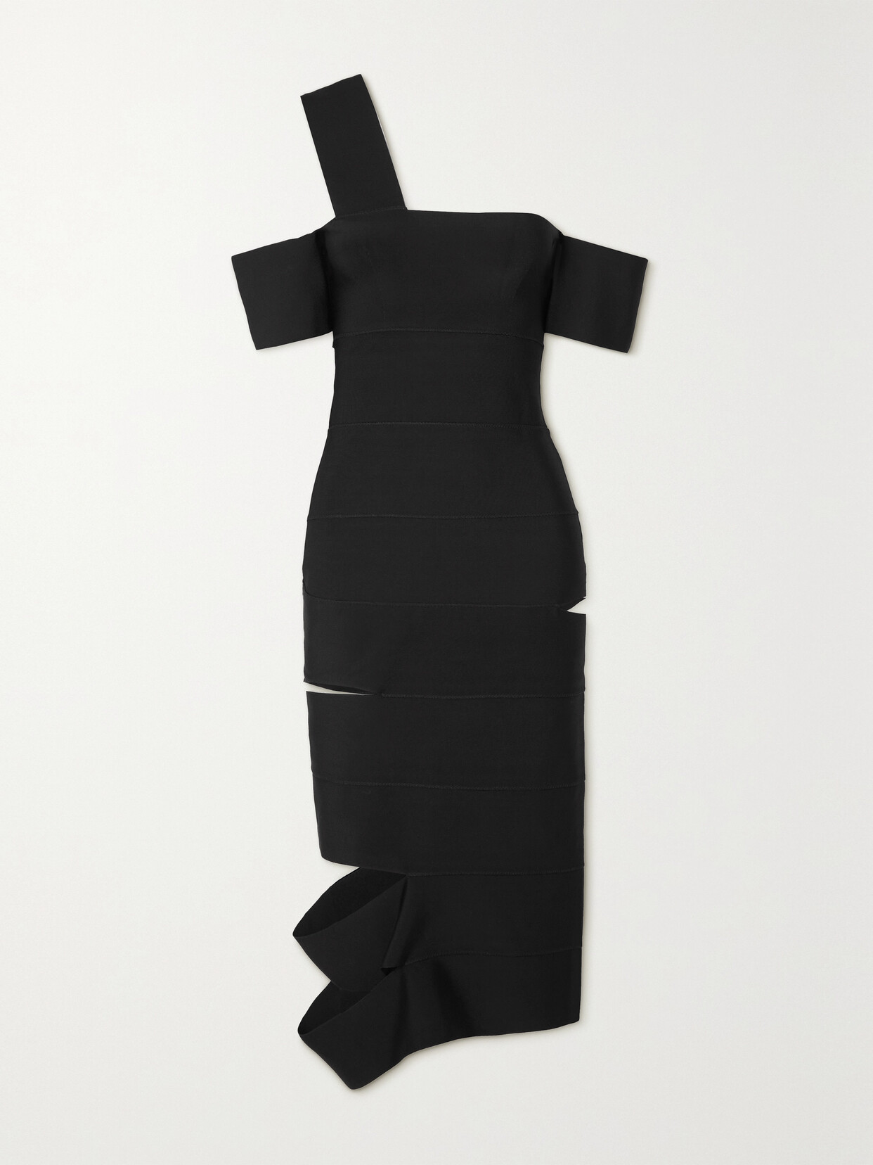 Alexander McQueen - Cold-shoulder Cutout Ribbed Stretch-knit Midi Dress - Black 22 Awaiting product image