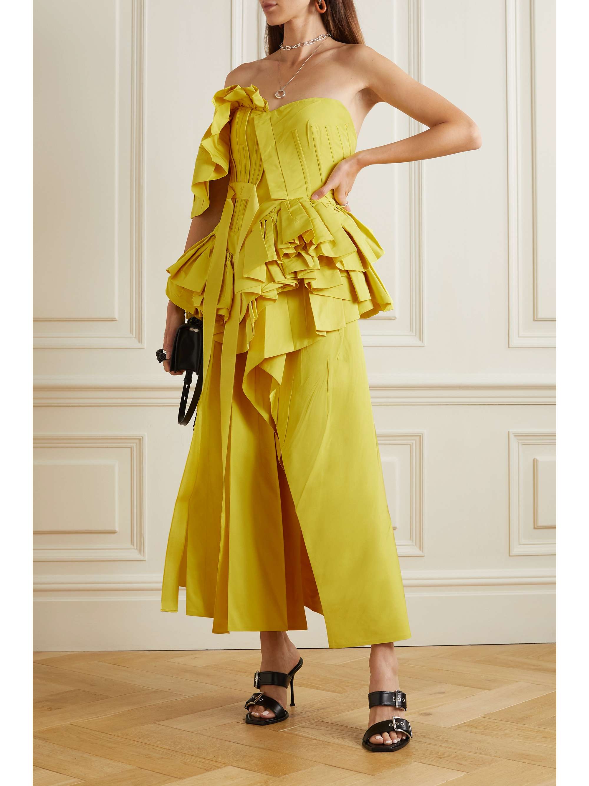 ALEXANDER MCQUEEN One-shoulder asymmetric faille maxi dress | NET-A-PORTER
