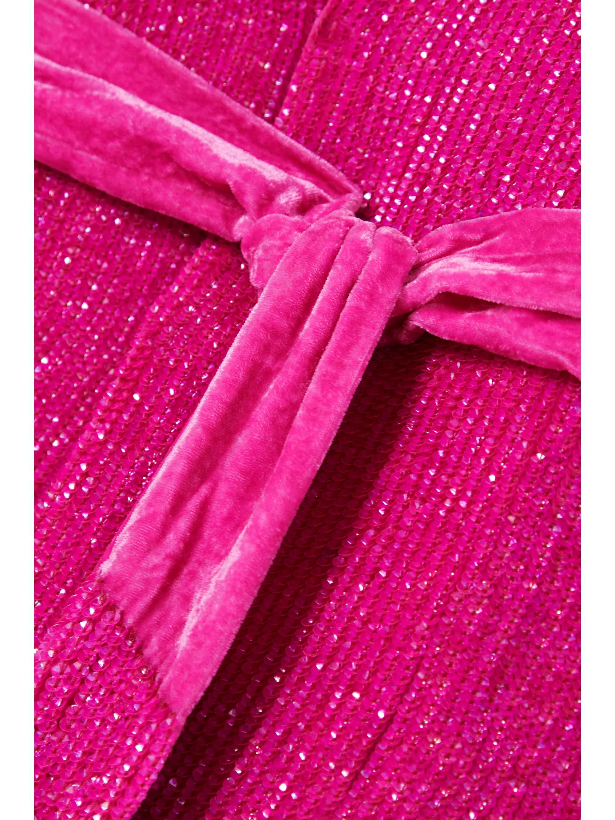 RETROFÊTE Gabrielle velvet-trimmed sequined chiffon wrap mini dress