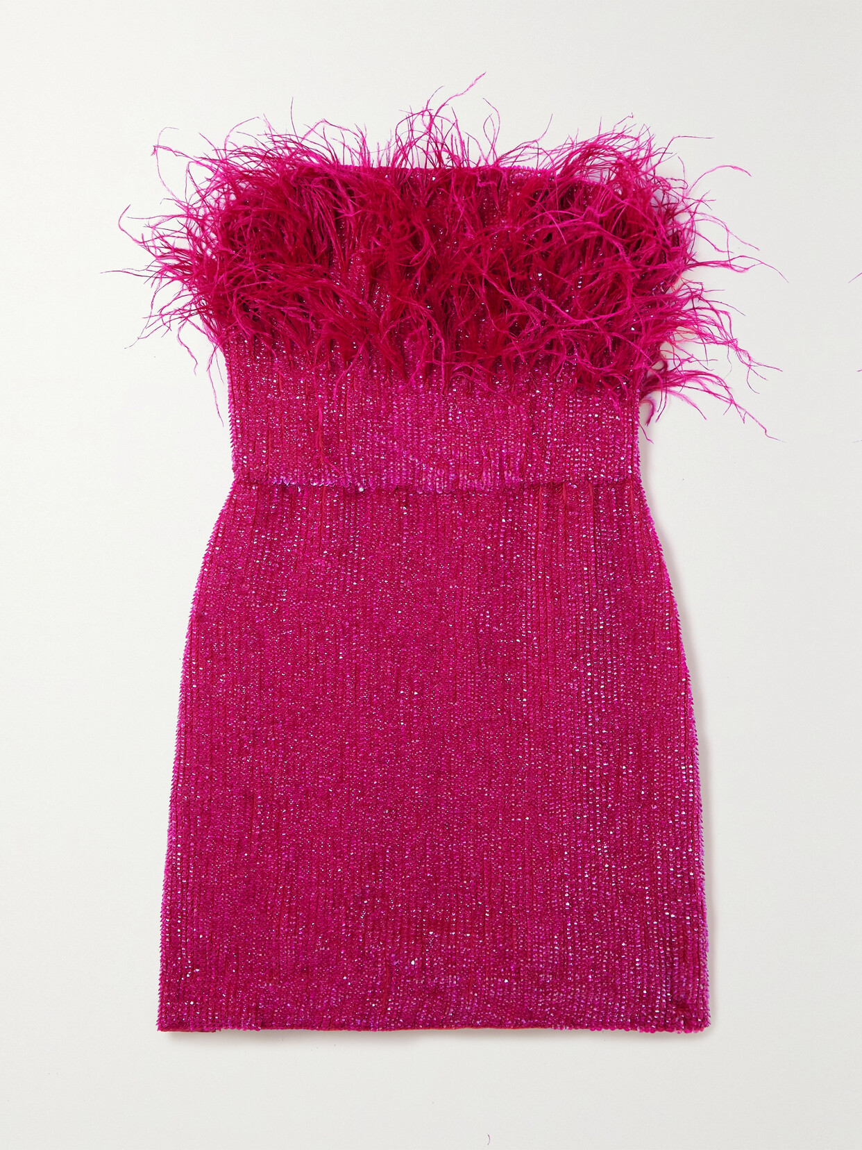 Retrofête Torin Strapless Feather-trimmed Sequined Crepe Mini Dress