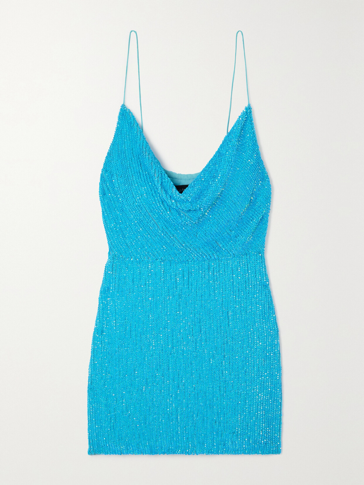 Retrofête Jill Draped Sequined Chiffon Mini Dress - Blue