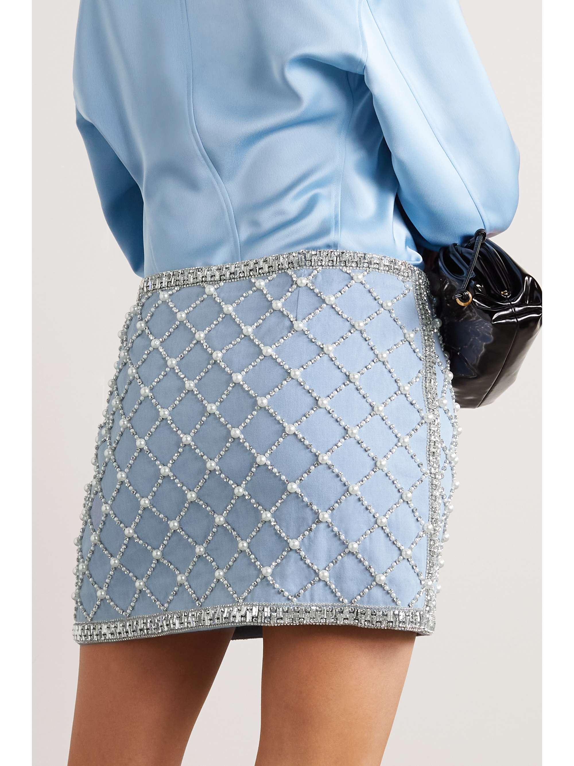 RETROFÊTE Daisy embellished cotton-jersey mini skirt | NET-A-PORTER