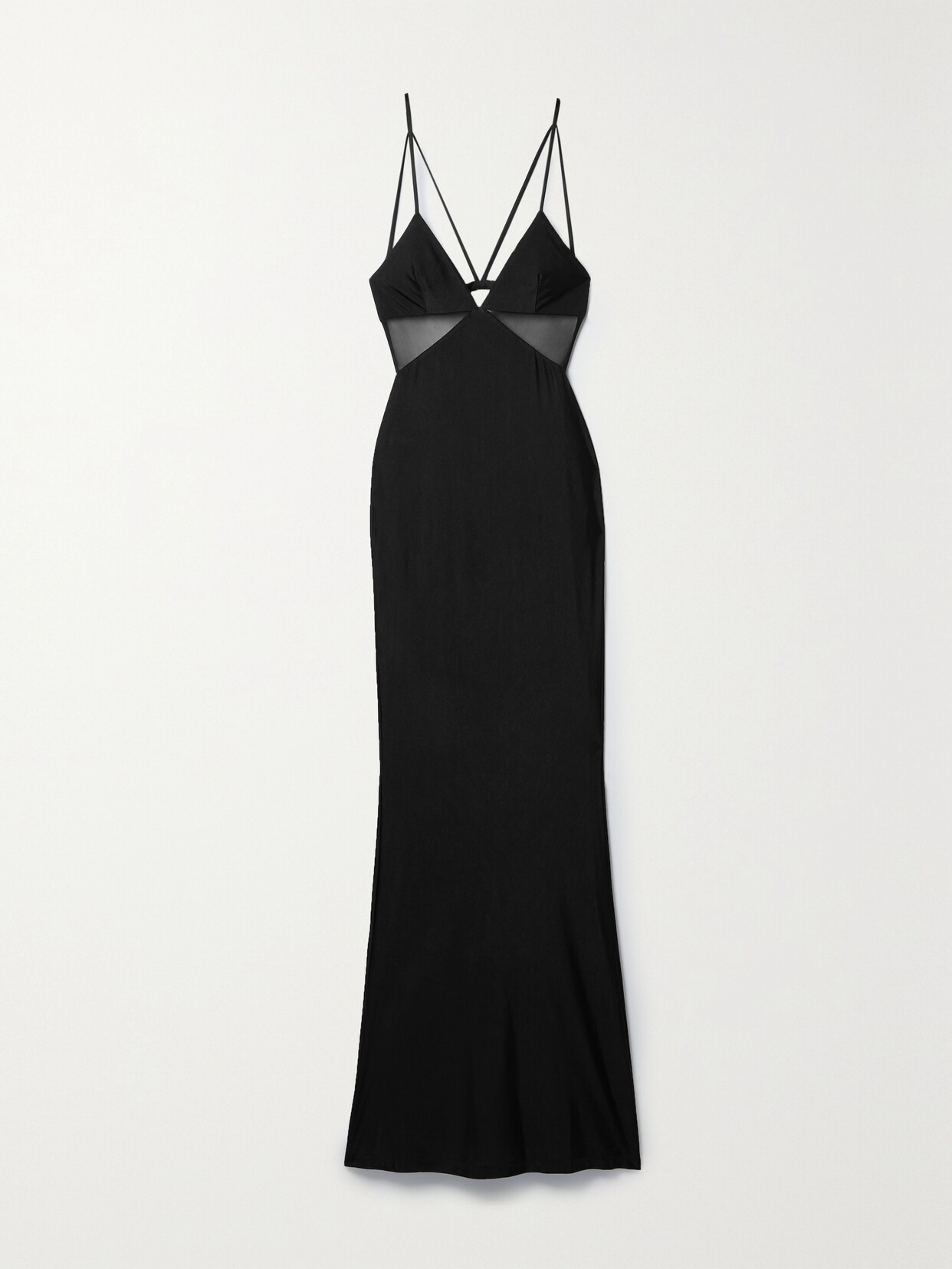 Retrofête Stormi Open-back Mesh-trimmed Stretch-jersey Maxi Dress - Black